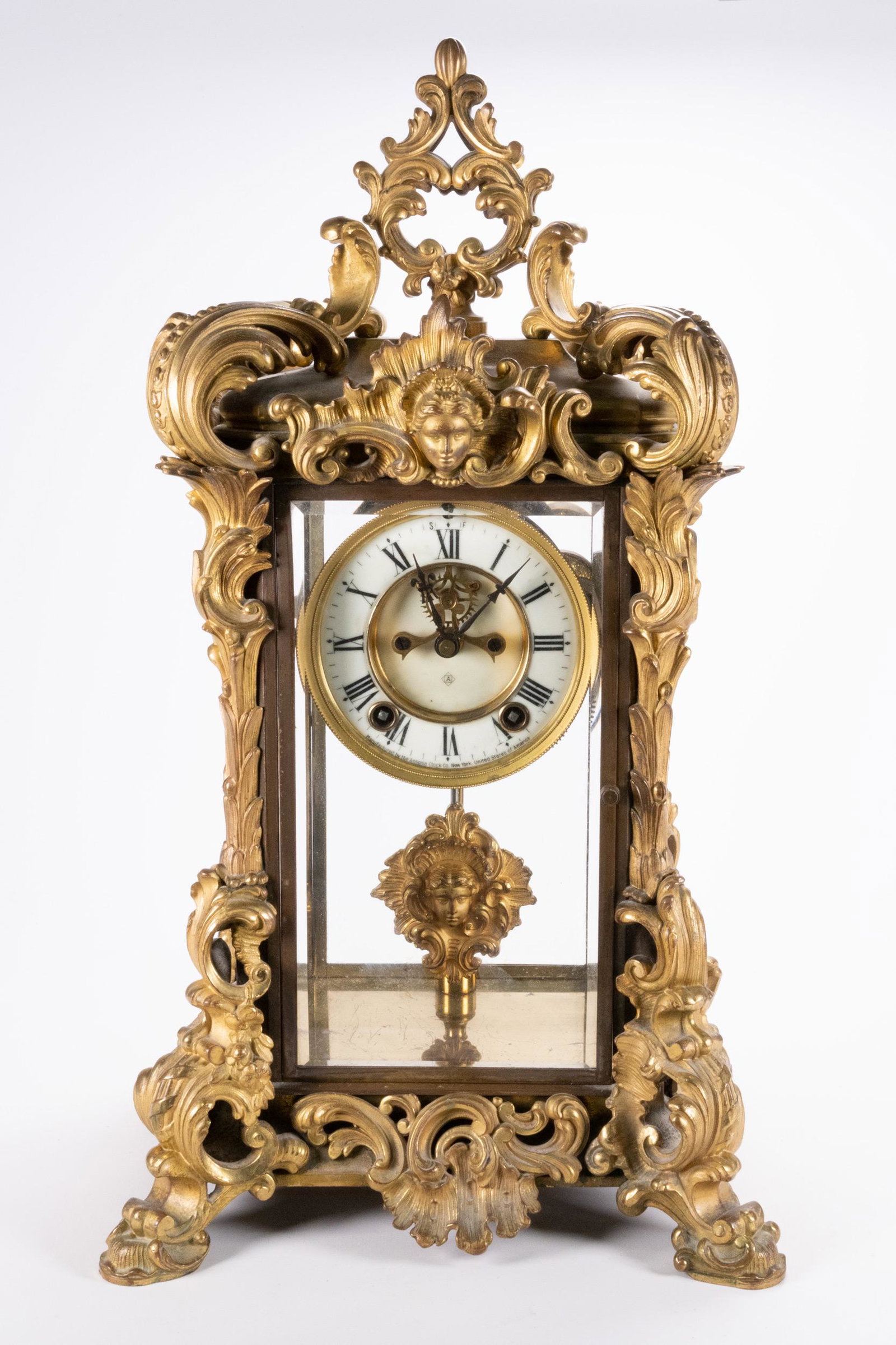 Ansonia Apex Bronze Crystal Regulator Clock (1 of 4)