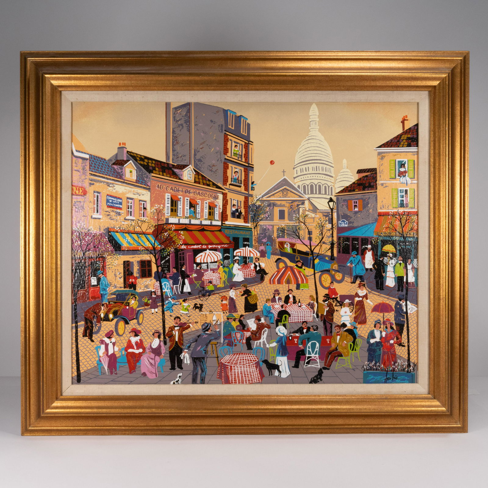 Mid Century Oil on Canvas Paris Scene Signed illegible (1 of 4)