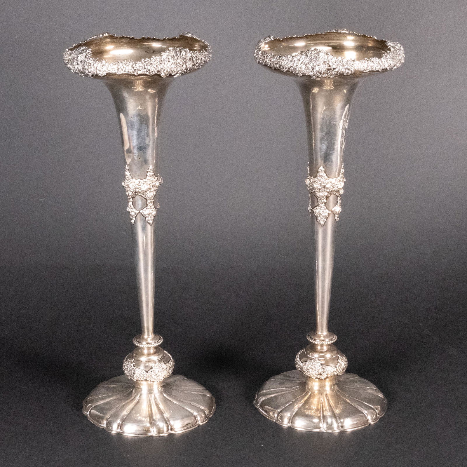 George W. Shiebler Sterling Silver Vase Pair (1 of 5)