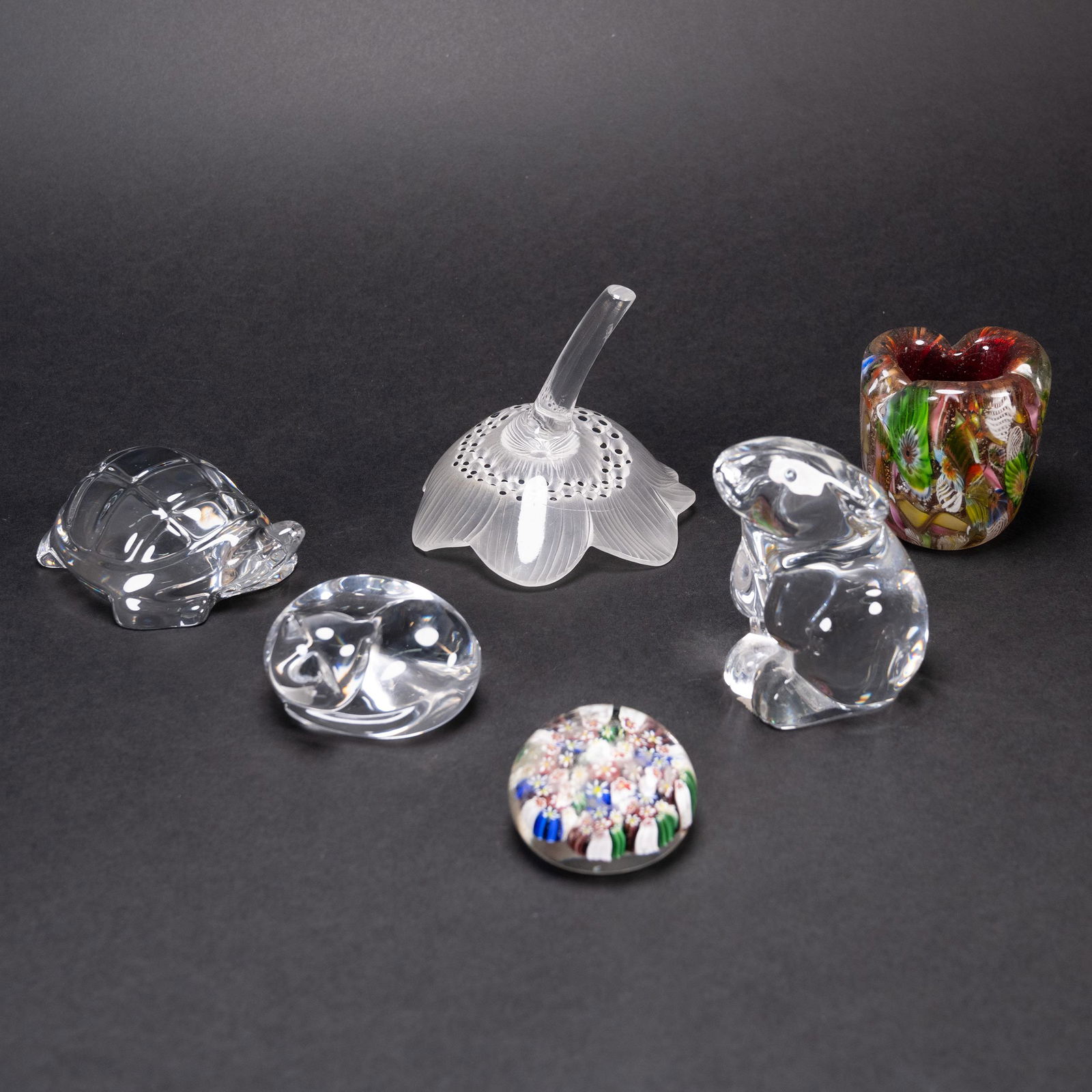 Art Glass Paperweight Lot Baccarat Lalique Murano (1 of 3)