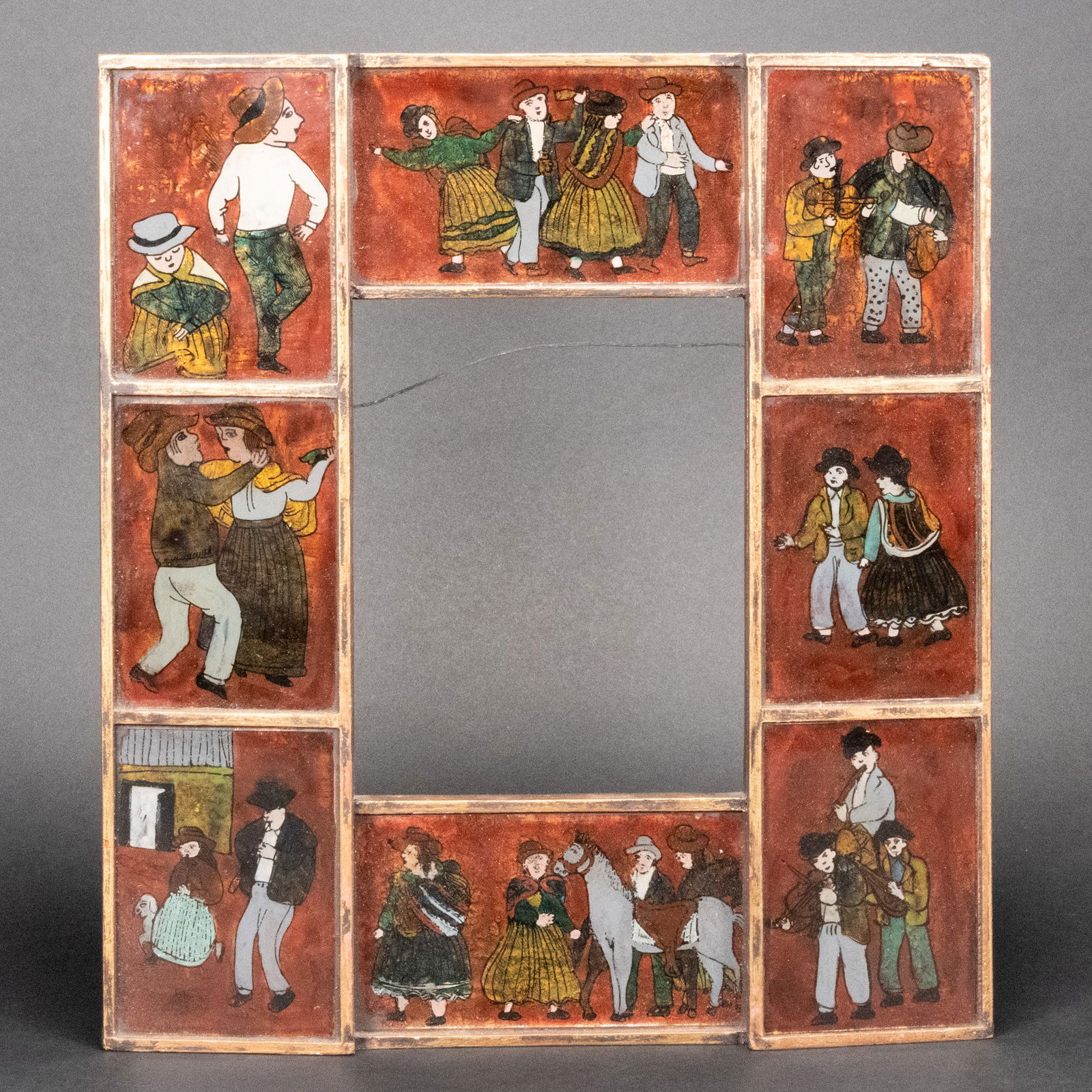 Reverse Painted Peruvian Folk Art Mirror (1 of 3)