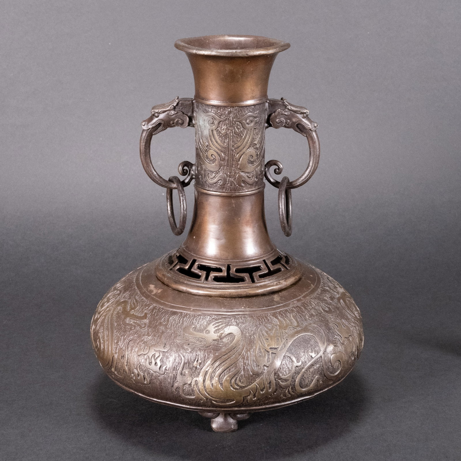 Japanese Meiji Bronze Censor Vase (1 of 3)