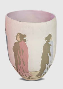 RC Gorman (Dine Navajo 1931-2005) Large Vase: R.C. Gorman ( Dine Navajo 1931 - 2005 ) " Twilight Ladies " Hand Cast Large Floor Standing Ceramic Vase R.C. Gorman Edition with Greg Grycner inscribed along Base : " R.C. Gorman " Inscribe Bottom : G