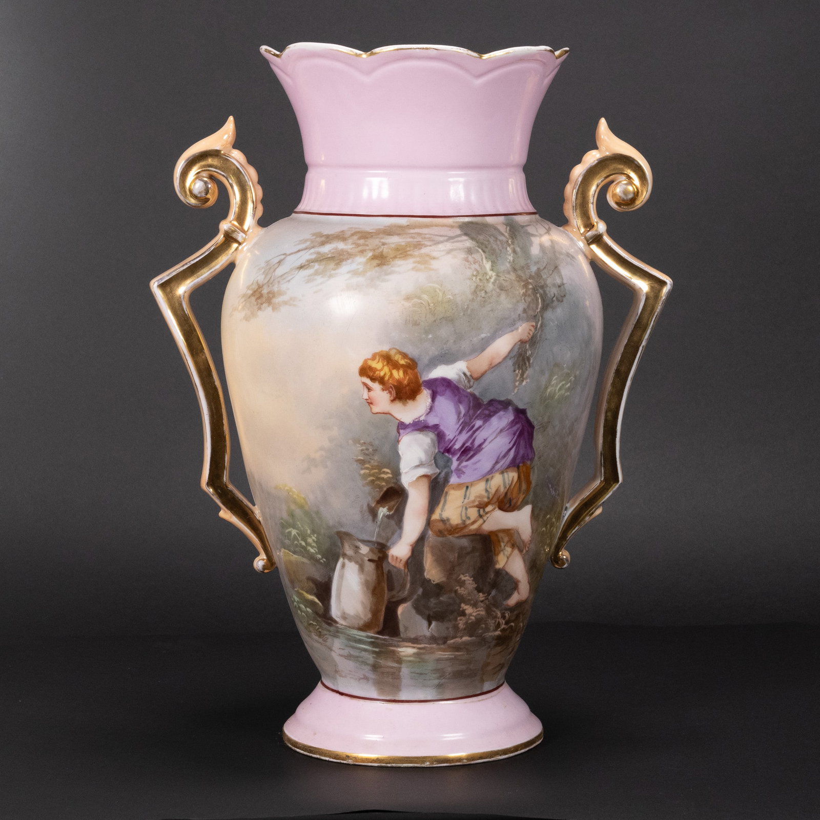 19th c French Porcelain Large Vase Hand Painted Figure (1 of 4)