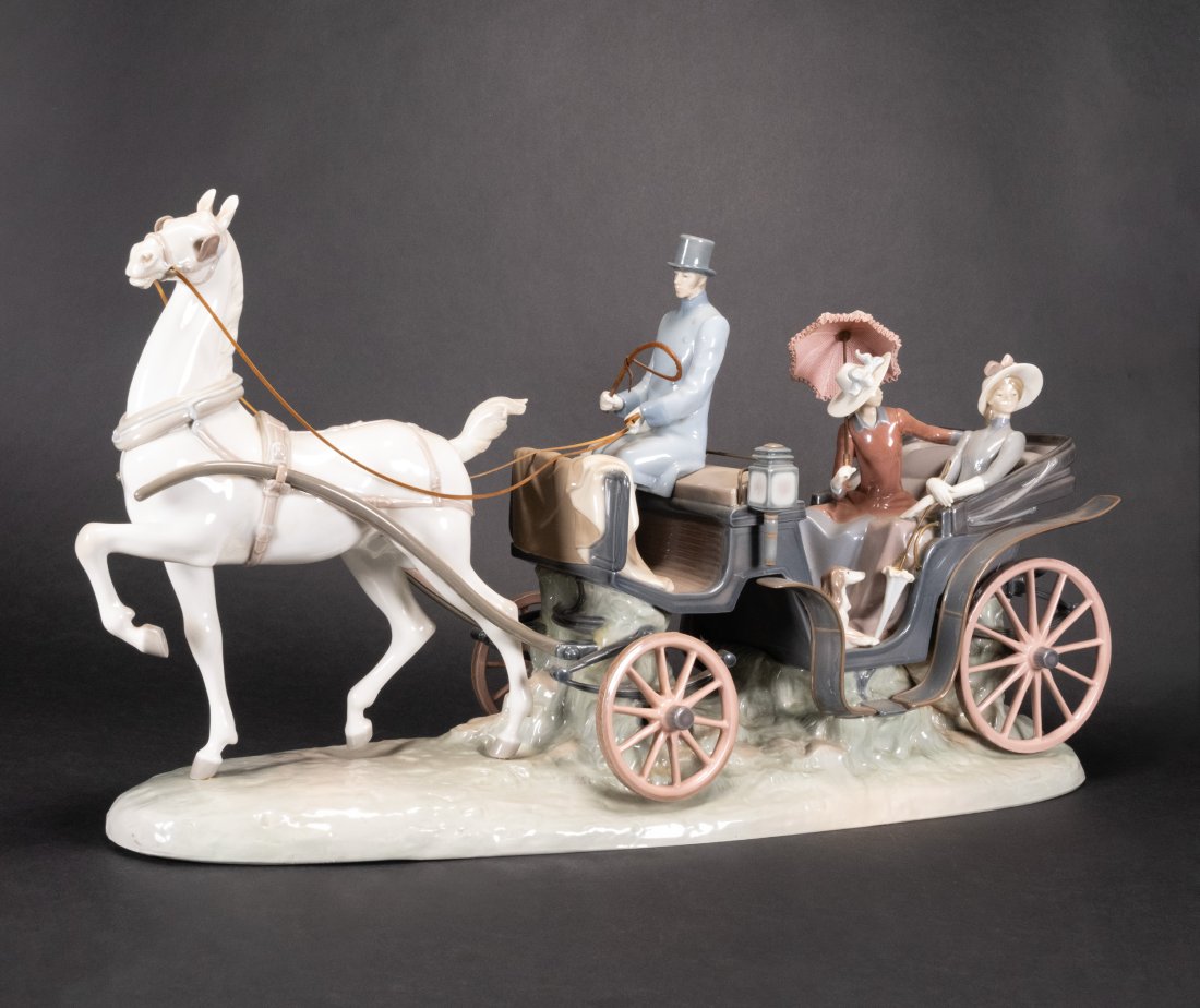 Large Lladro Grouping Sculpture Hansom Carriage RARE (1 of 10)