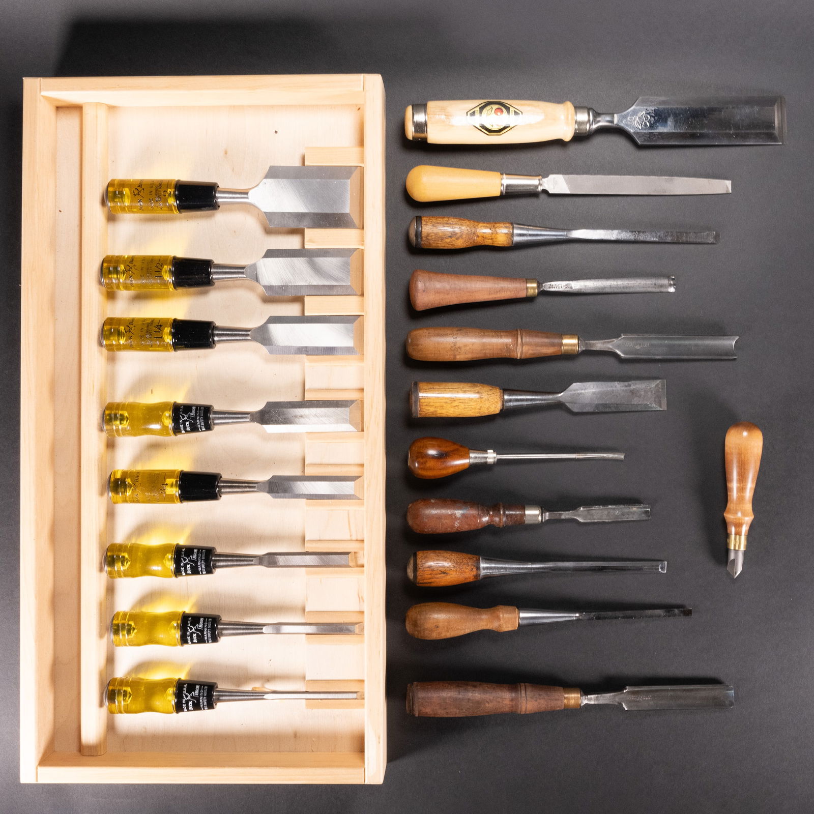 Buck Bros Wood Chisel Lot 1/4 3/8 1/2 3/4 1" 11/4 11/2 2" Lot Auction
