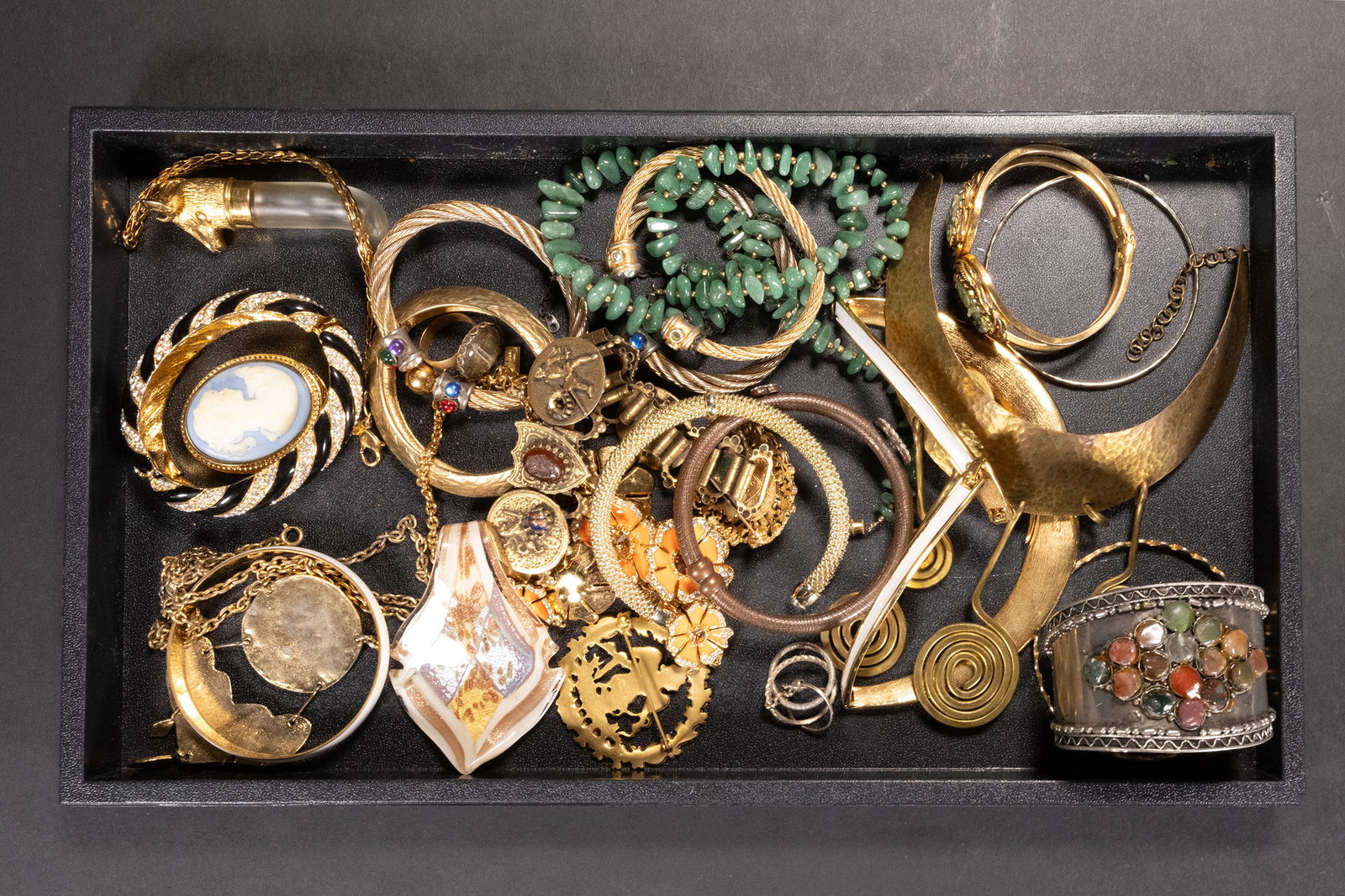 Designer Costume Jewelry Lot Monet Kate Spade: Designer Costume Jewelry Lot Monet Katie Spade Historic Museum Deerfield Charles Revson Estee Necklace Bracelet Cameo Bronze Crushed Jade Enamel Enameled In Overall Good Condition Please look at Photo