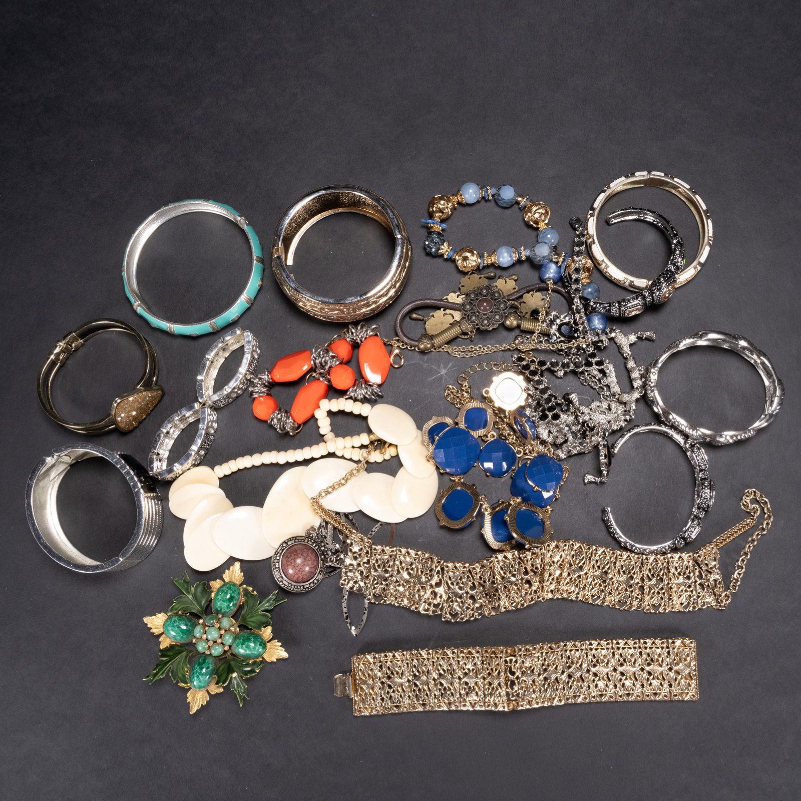 Designer Costume Jewelry Collection Lot: Designer Costume Jewelry Collection Lot Bracelet Necklace Brooch In Overall Good Condition Please look at Photos Closely Out of a New York City Estate