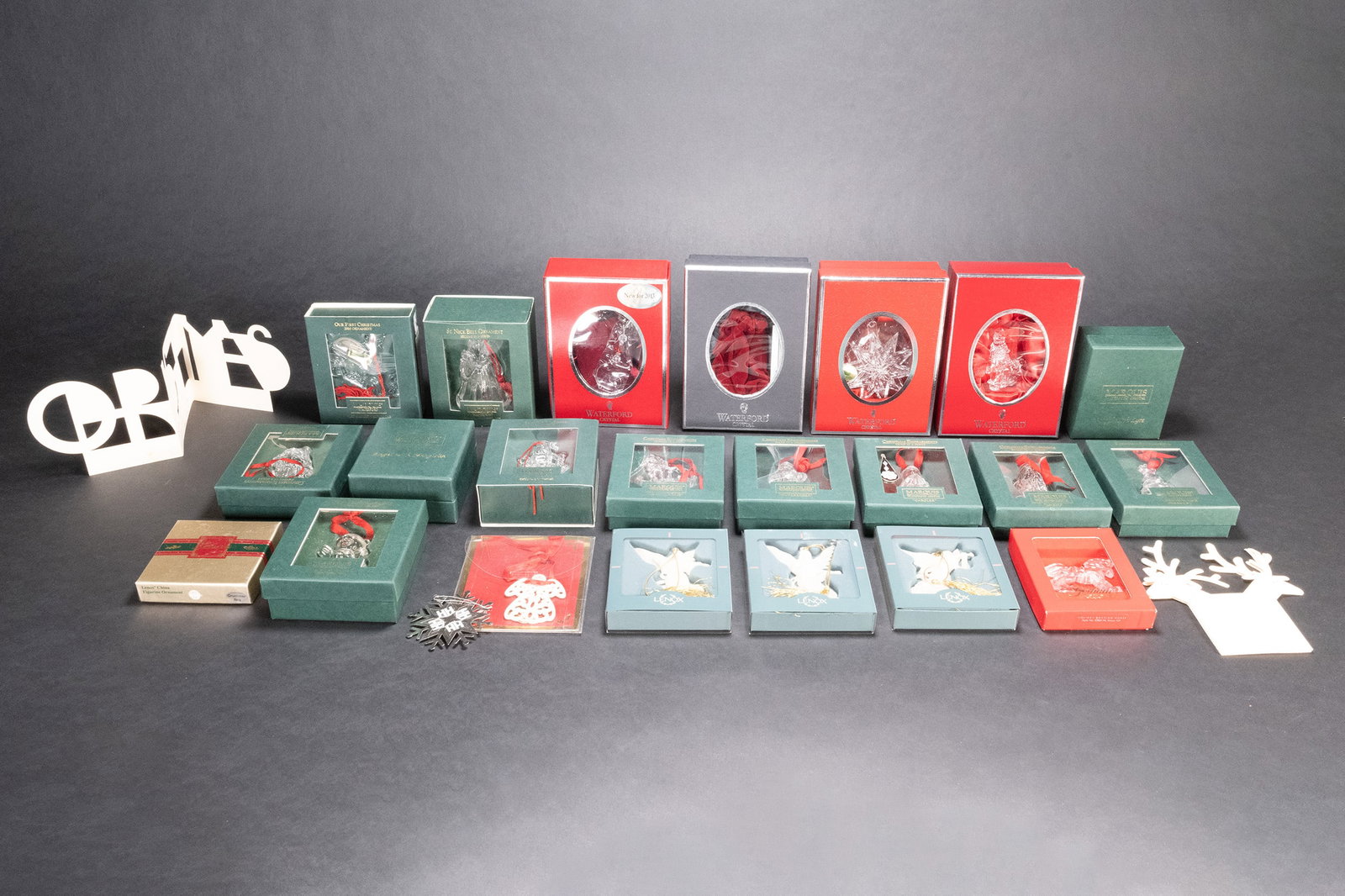 Waterford Crystal Christmas Decorations Lot: Waterford Art Glass Crystal Christmas Decorations Grouping Group Lot Endearments Gift Bear Traditional Santa Caroler Nutcracker Angel Rocking Horse Christmas tree Ornament St Nick Bell Santa Our First