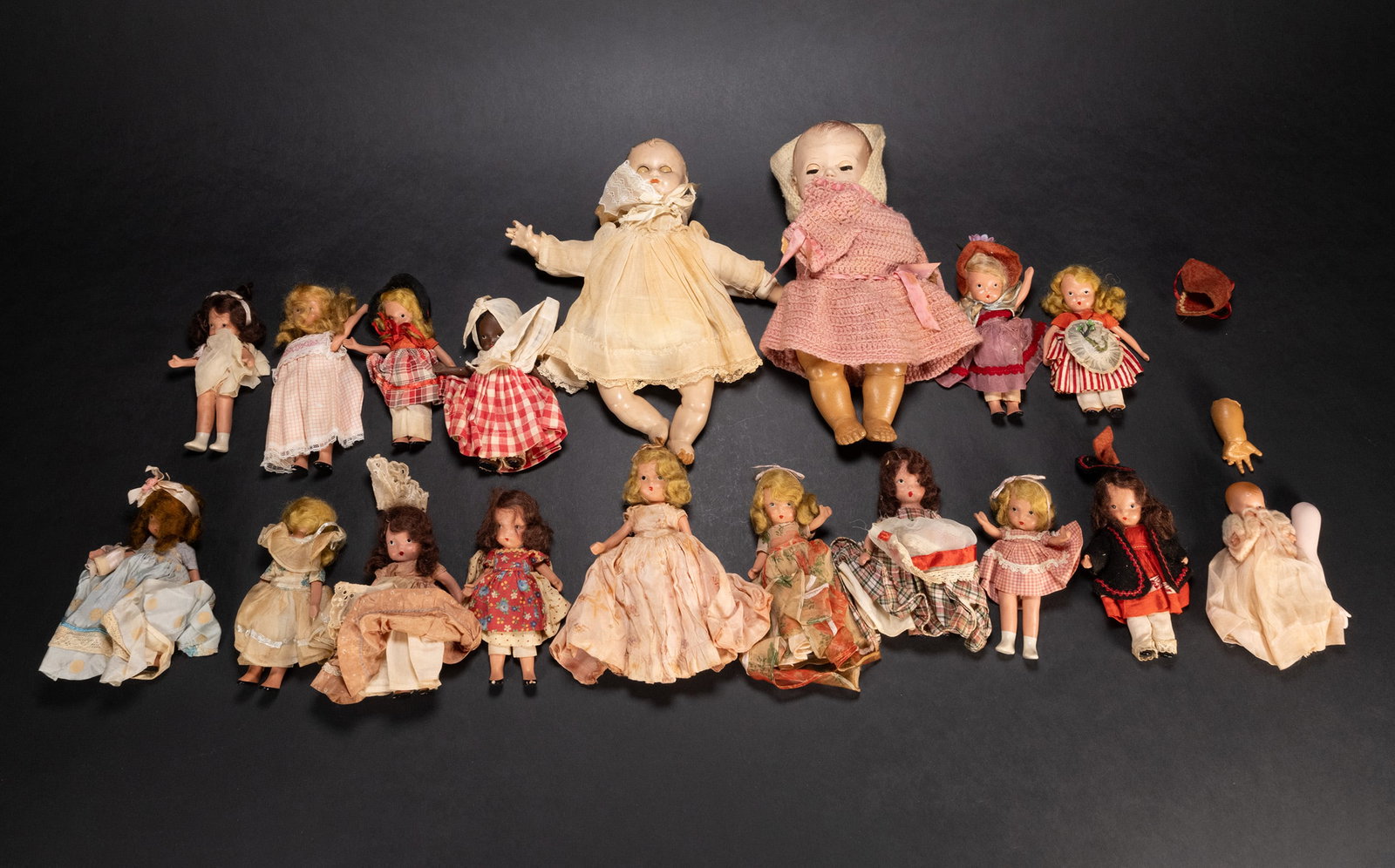 Vintage Antique Doll Collection Group Lot Porcelain Bisque: Vintage and Antique Dolls Porcelain and Bisque Collection Dolls From 4" To 11.5" Wide Array Of Hair Coloring Faces and Clothing Manufactured In Several Countries Germany Britain USA etc Normal Wear Fr