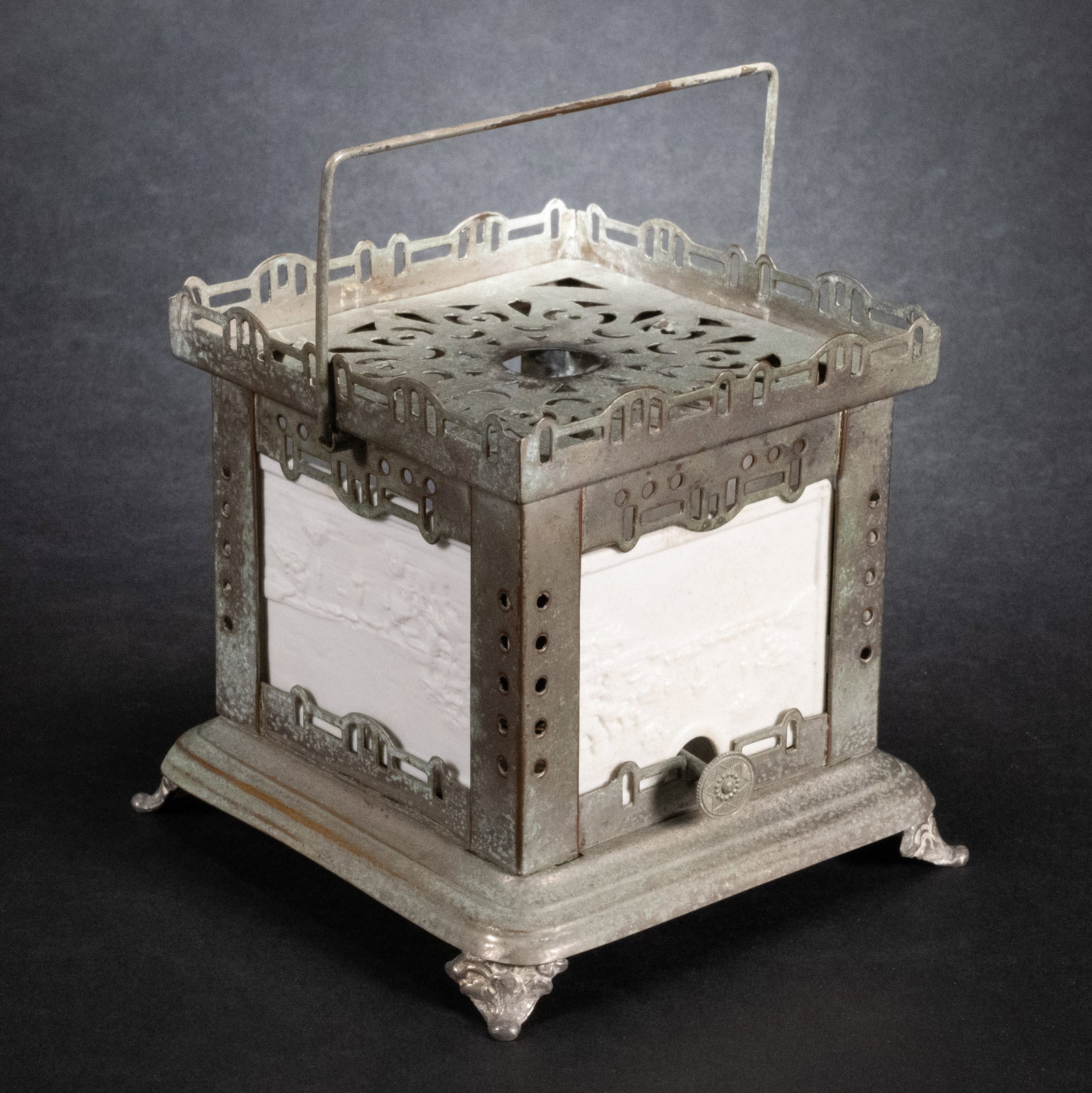 KPM German Lithophane Oil Lamp Tea Warmer (1 of 4)