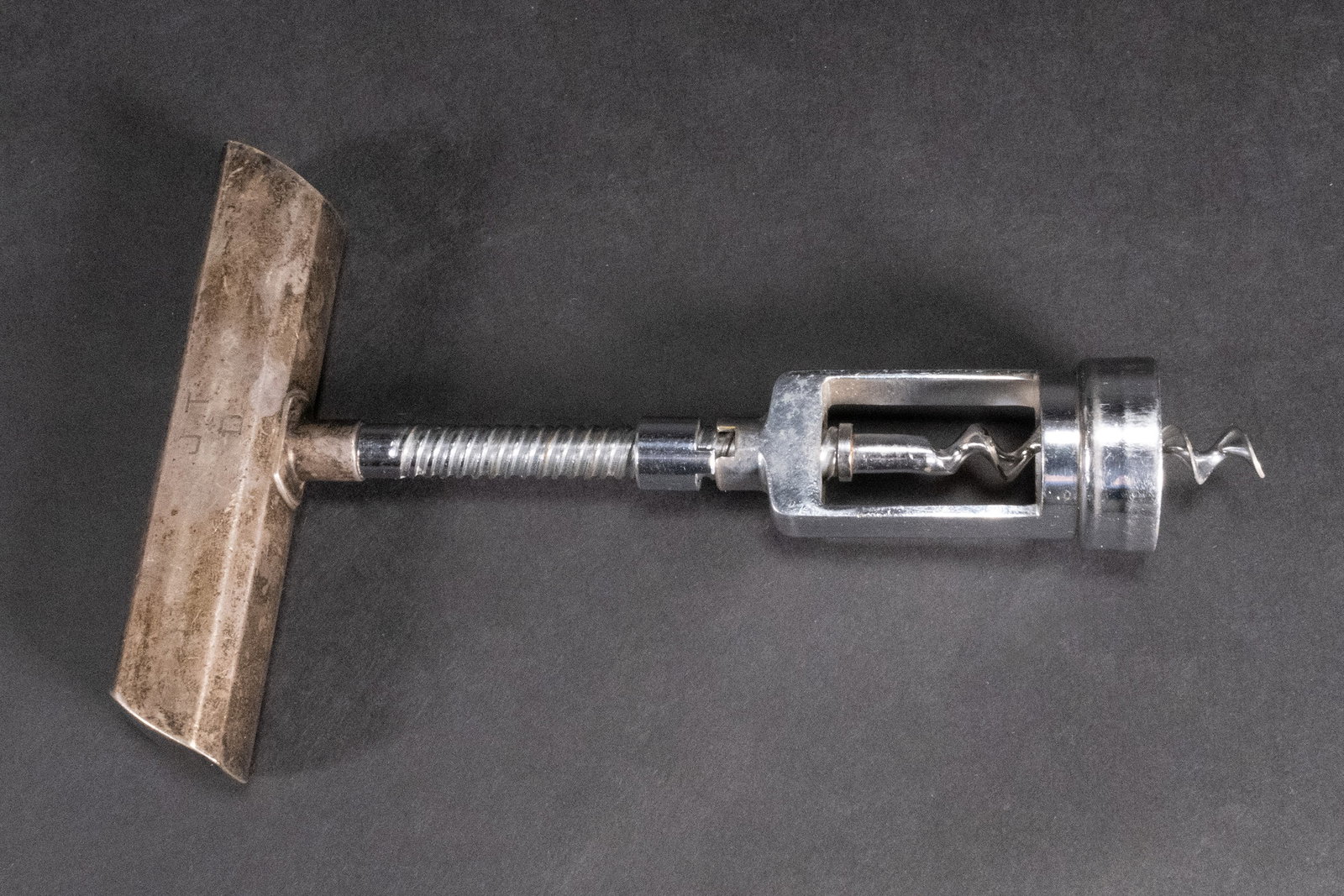 Art Deco Sterling Silver Wine Cork Bottle Opener: Art Deco Wine Cork Bottle Opener Sterling Silver Handle and Stainless Steel Hallmarked on Handle " JH Sterling 10 1" Dimensions Approx: Handle 4.5"L x 3/4"W x 7 3/8"L Corkscrew Bottle Opener In Overal