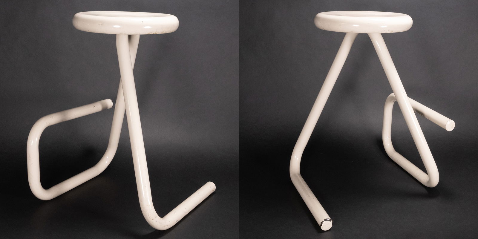 Tubular Postmodern Kinetic Paperclip Barstool Pair (1 of 11)