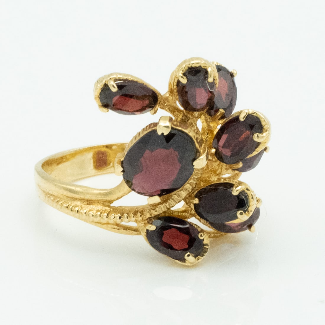 14k Gold Garnet Floral Cluster Ring (1 of 7)