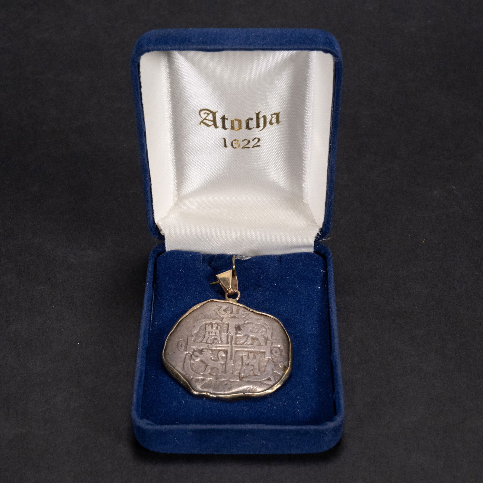 Atocha Silver Coin 1622 Shipwreck 8 Reales w/ 14k Gold Setting (1 of 4)