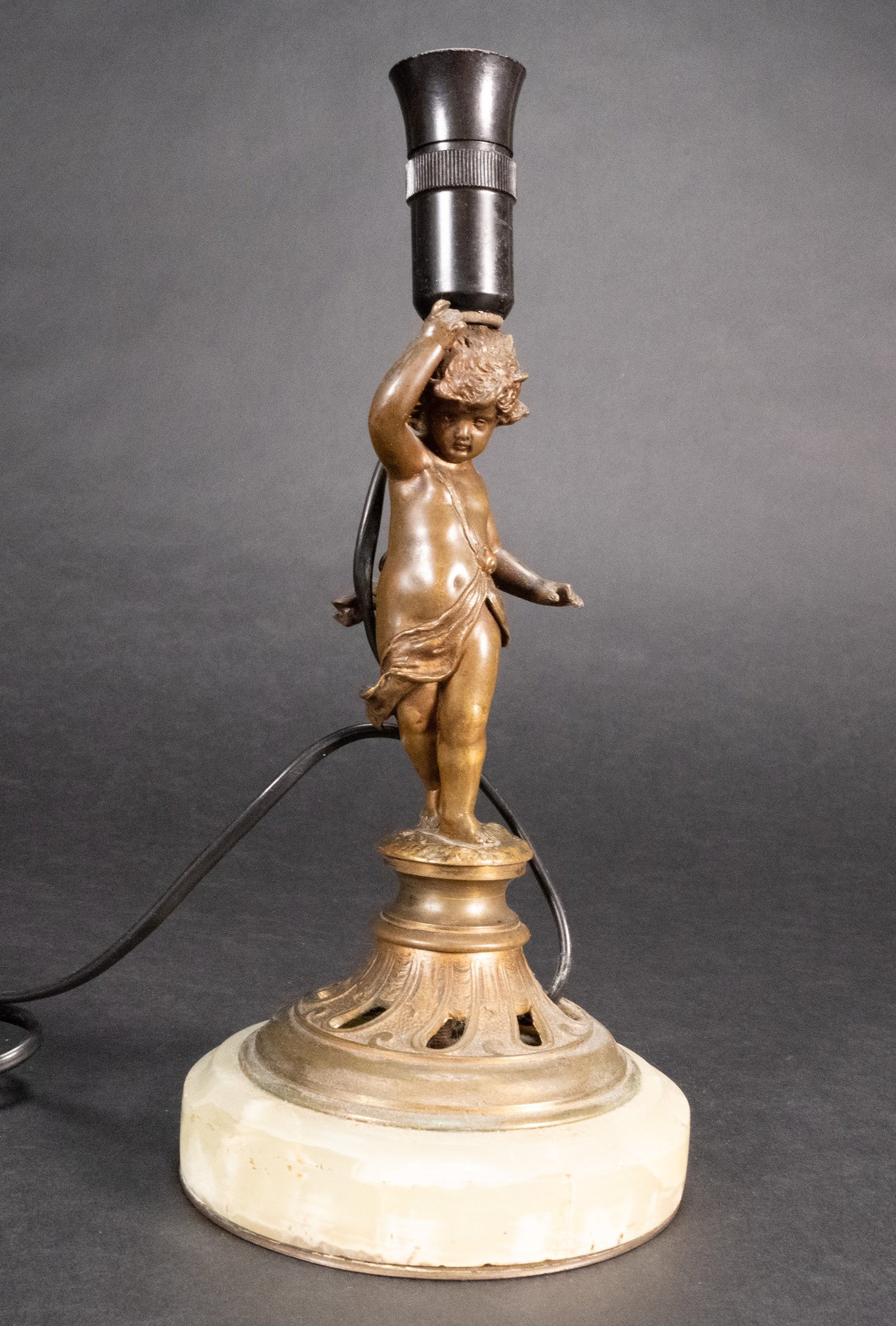 19th Century French Bronze Cherub Table Lamp (1 of 5)