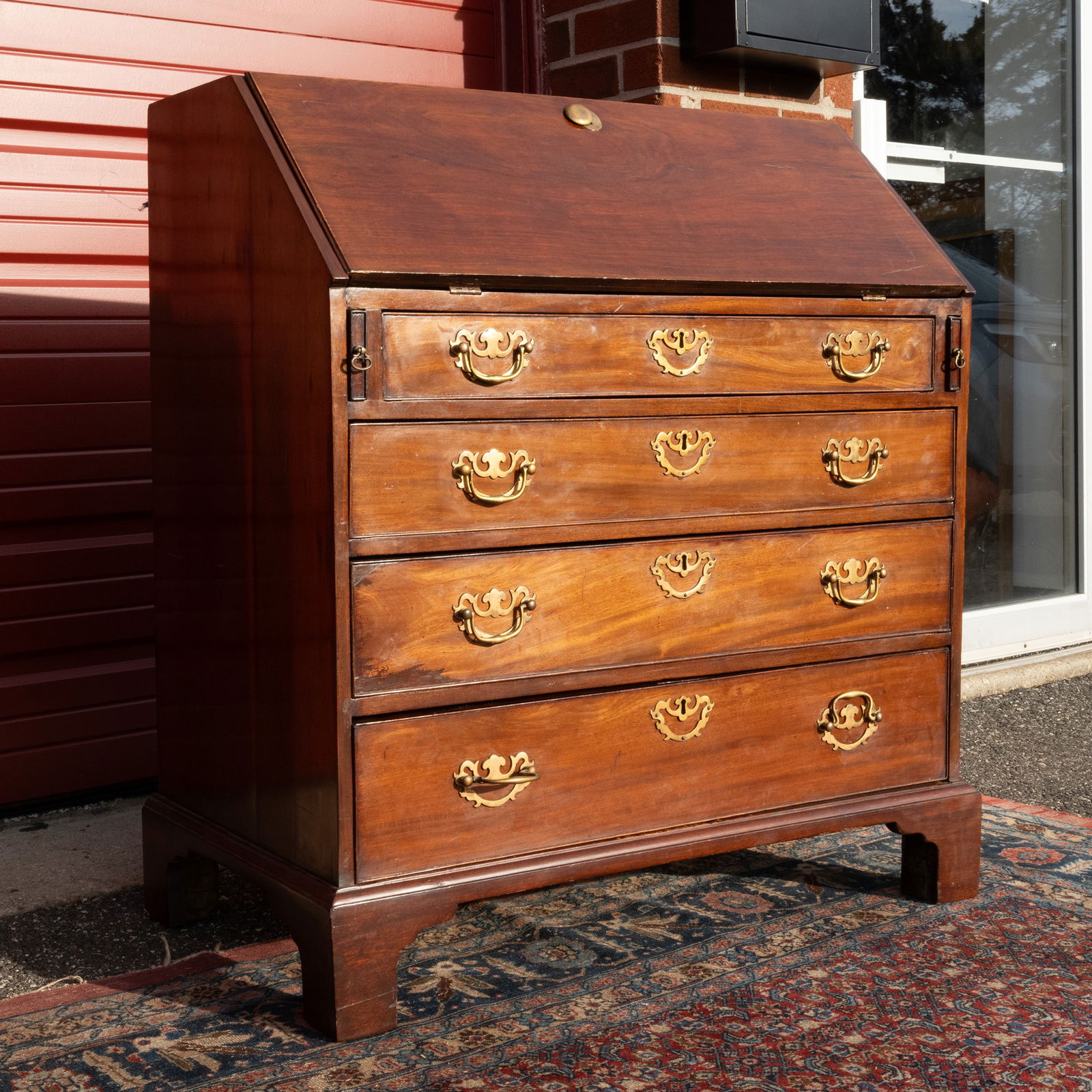18th C Chippendale George III Provincial Walnut Slant Front Secretary Desk (1 of 19)