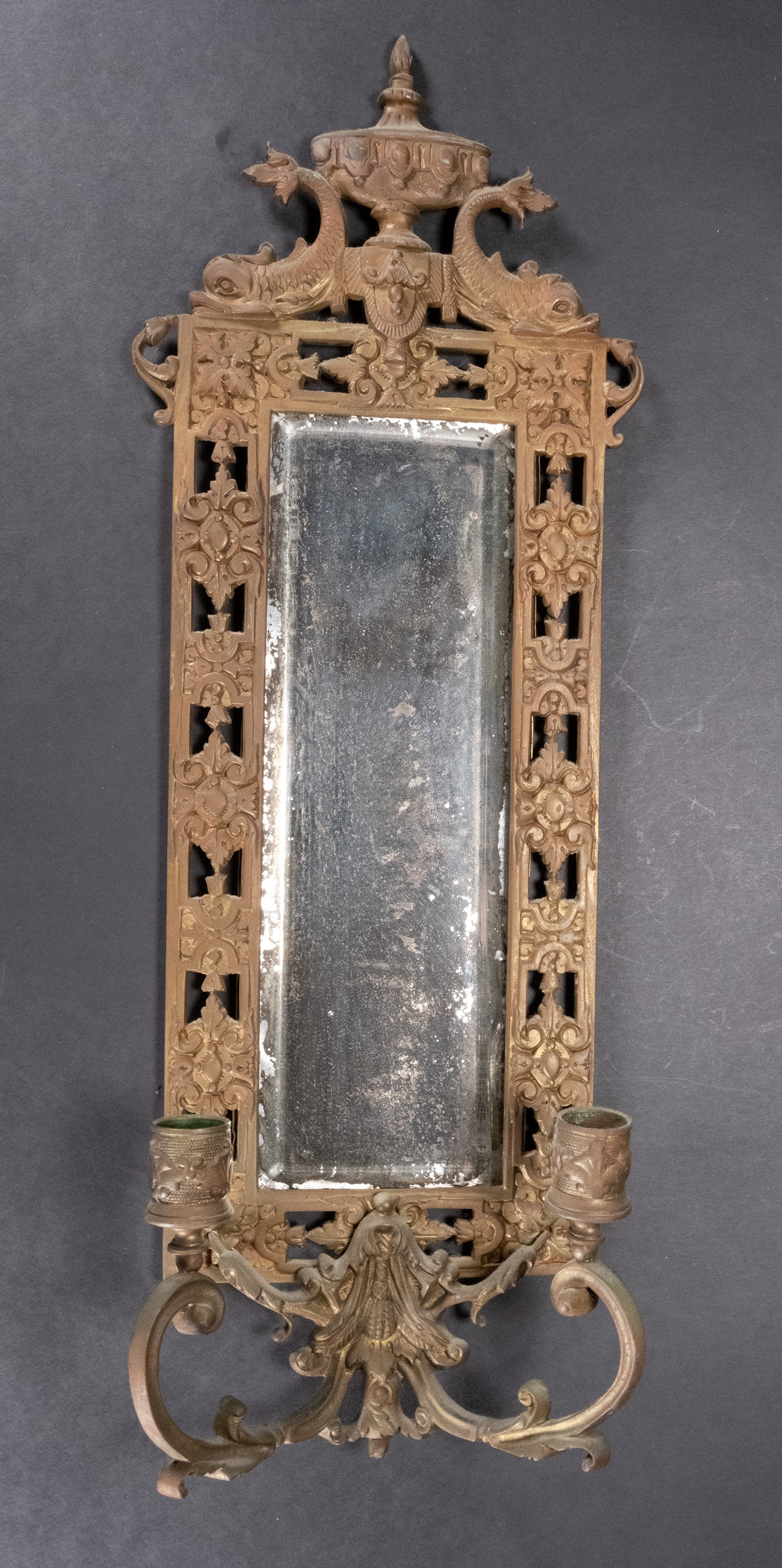 Bradley & Hubbard Design Gilt Bronze Mirrored Wall Sconce (1 of 3)