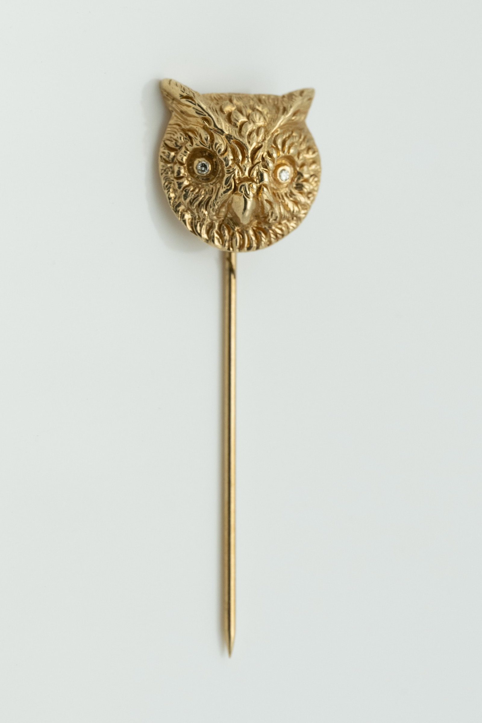 14k Gold Diamond Owl Stick Pin (1 of 3)