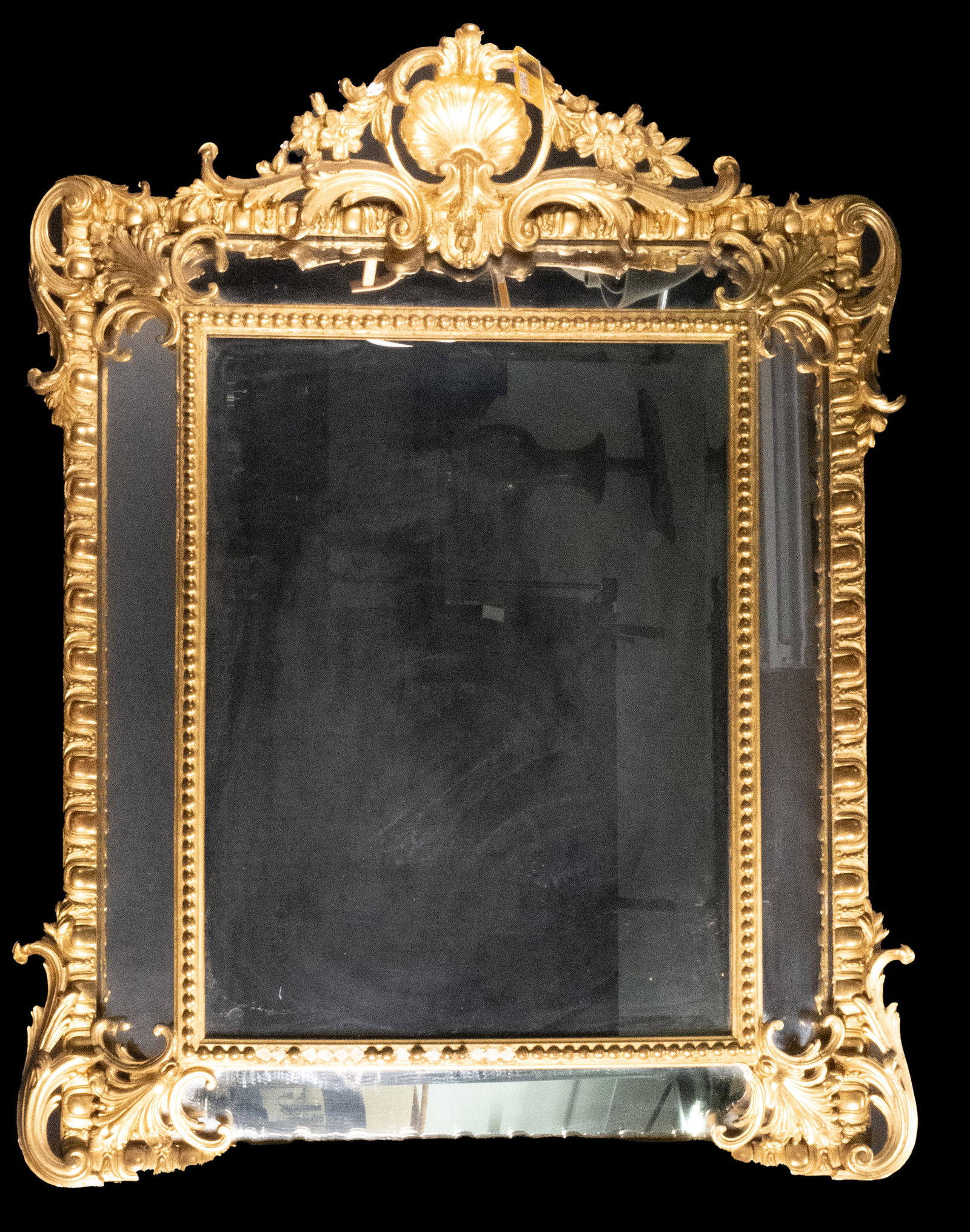 French Louis XV Style Gilt Beveled Large Mirror (1 of 7)