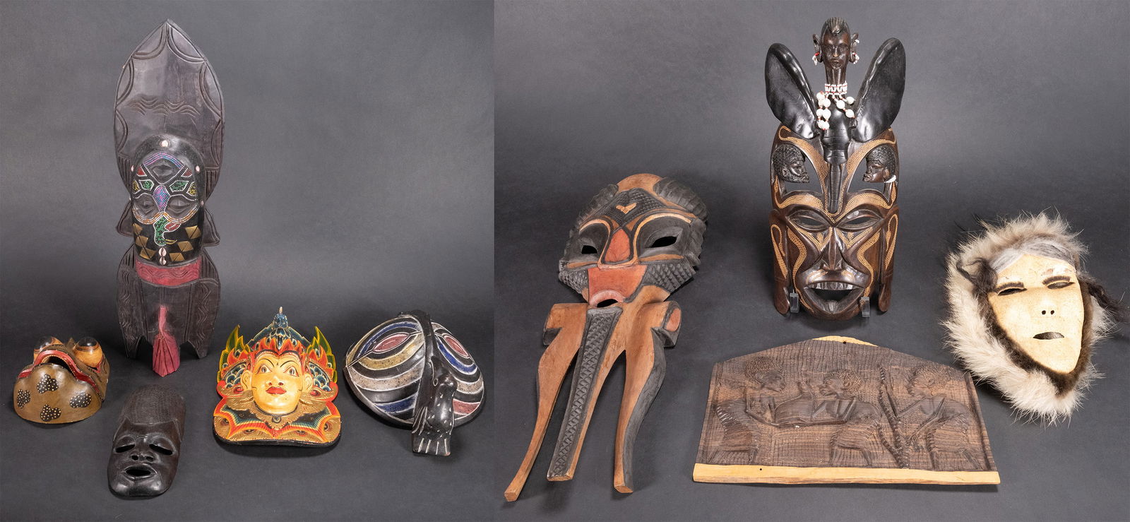 Tribal Wood Carved Mask Group Lot Wall Art African Oceanic Inuit Etc (1 of 14)