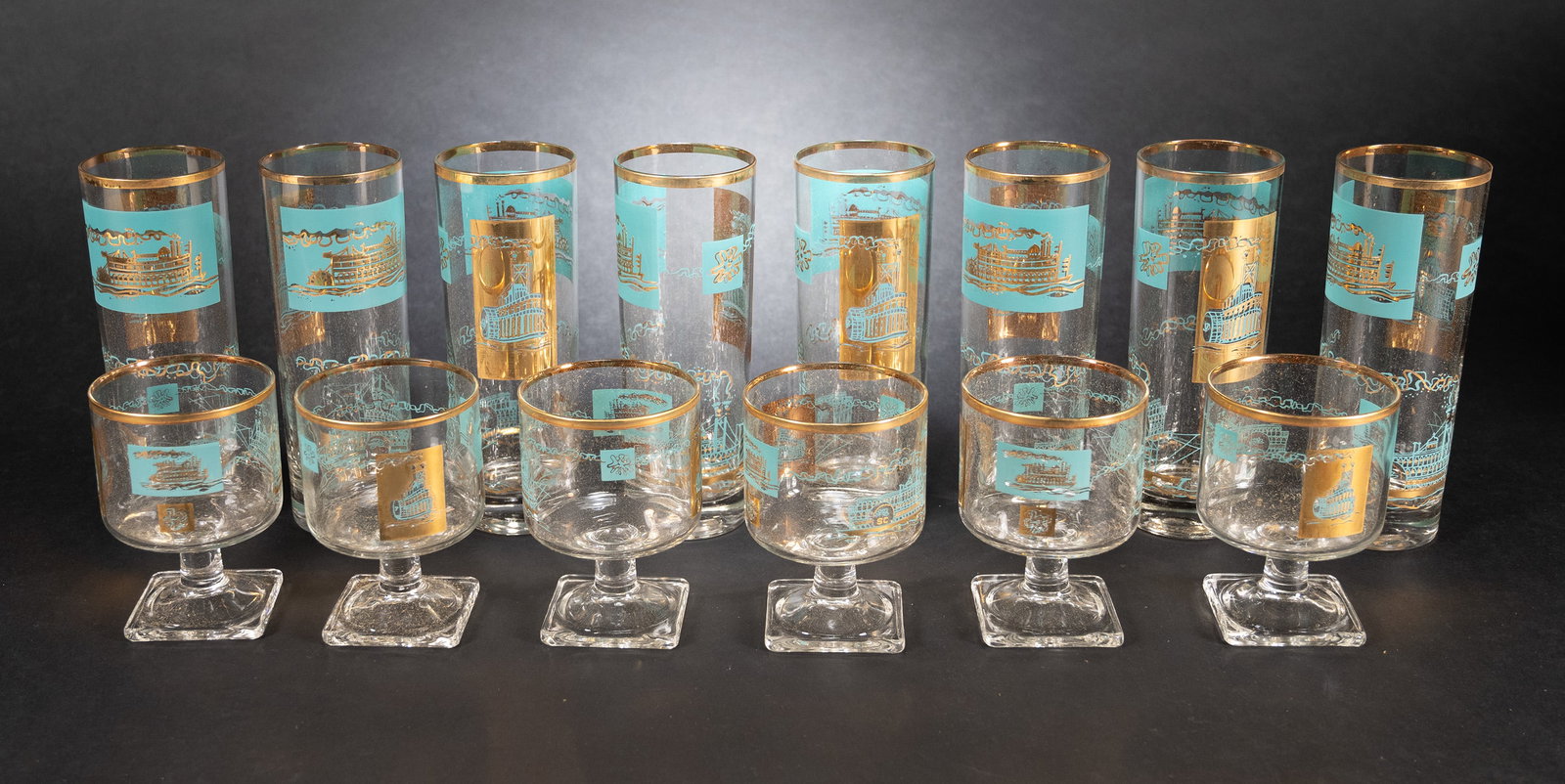 Art Deco Federal Glass Company Bar Glass Sets (1 of 13)