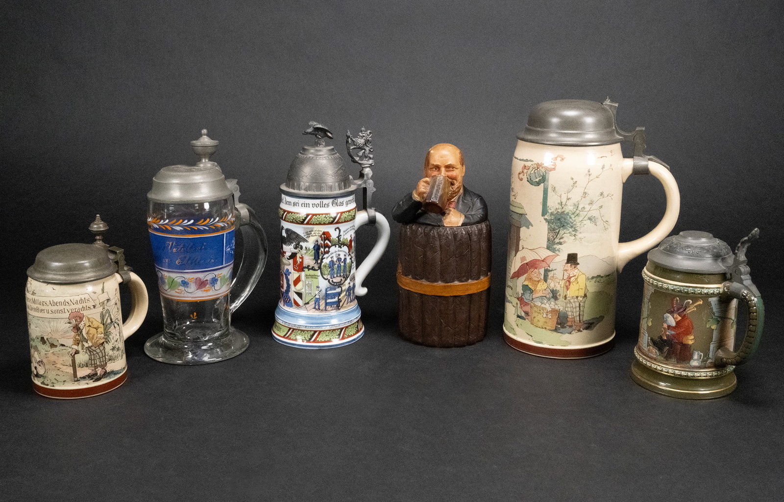 19th c. German Beer Stein & Cigar Humidor Collection Lot (1 of 5)