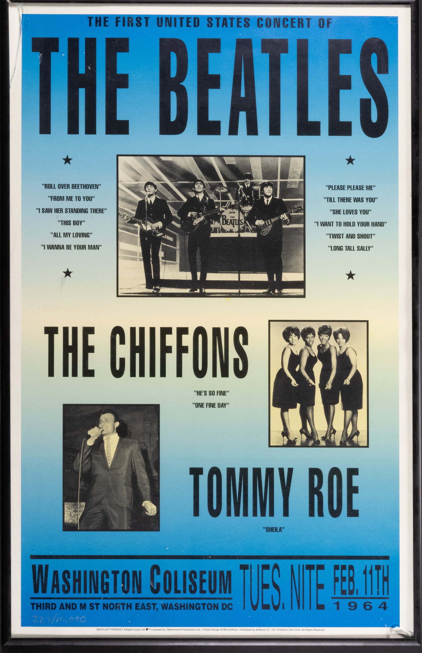 The Beatles February 11th 1964 First US Concert Poster Framed (1 of 4)