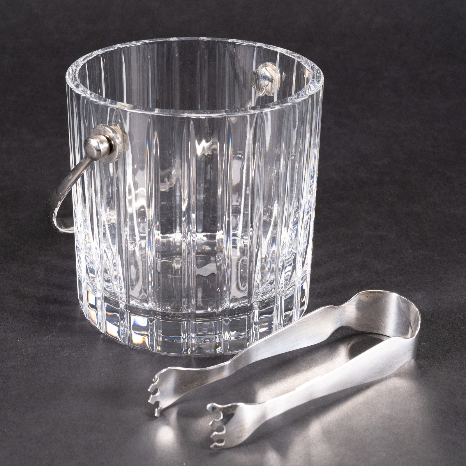Baccarat Modern Crystal Ice Bucket & Whiting Sterling Silver Ice Tong (1 of 7)