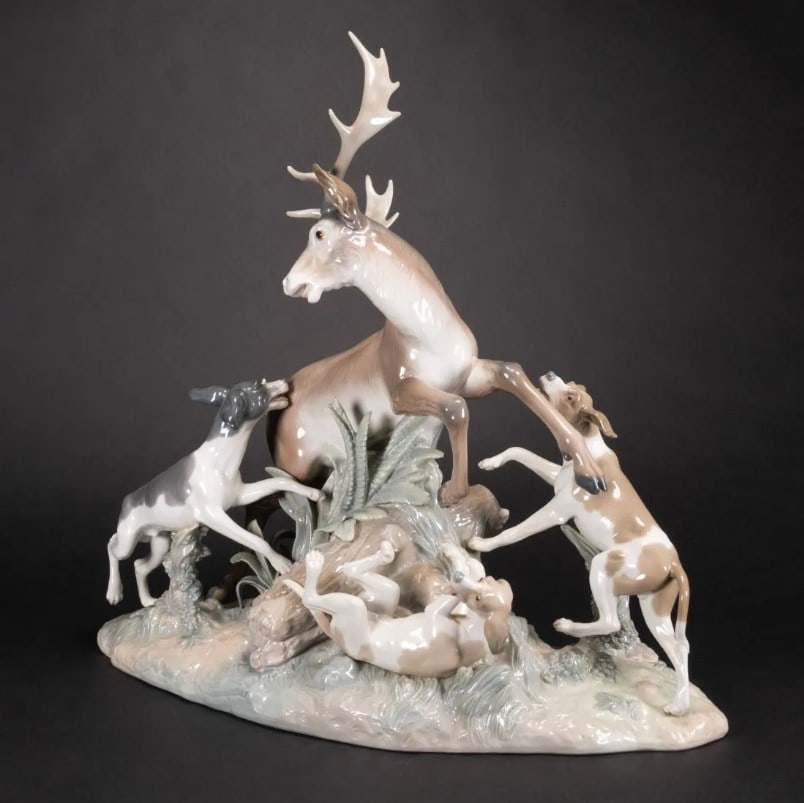 Large Lladro Grouping Sculpture Buck Hunters 01001238 RARE (1 of 6)