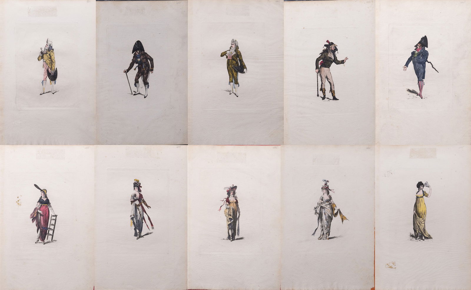 Pierre-Eugene Lacoste (French 1818-1908) Costumes of Directory Paris 1875 Etching Collection Lot (1 of 11)