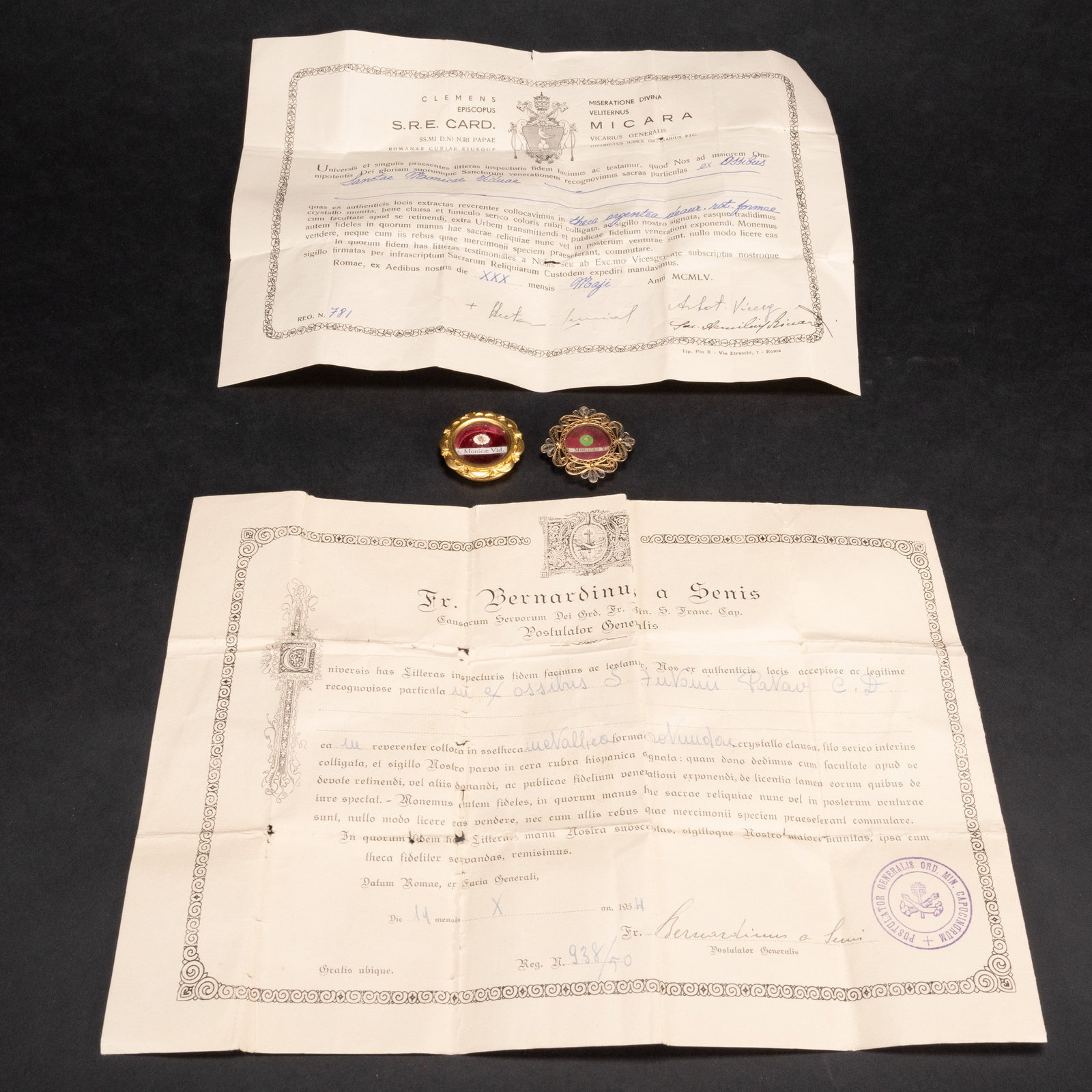 Antique Reliquary Relic Saint Monica w/ Documentation Group Lot (1 of 5)