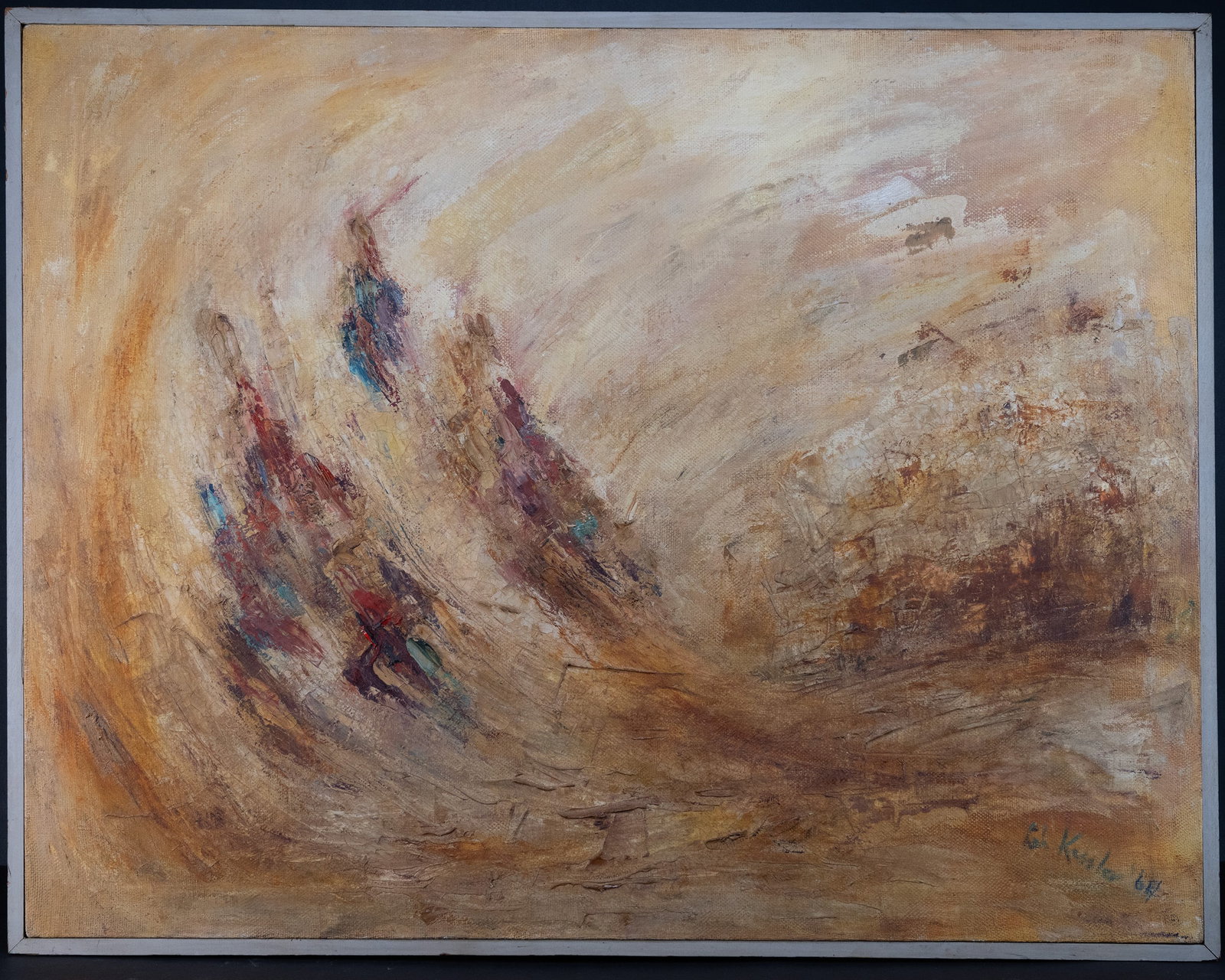 Abstract Oil on Canvas signed illegible Kessler ? Dated 1964 (1 of 5)