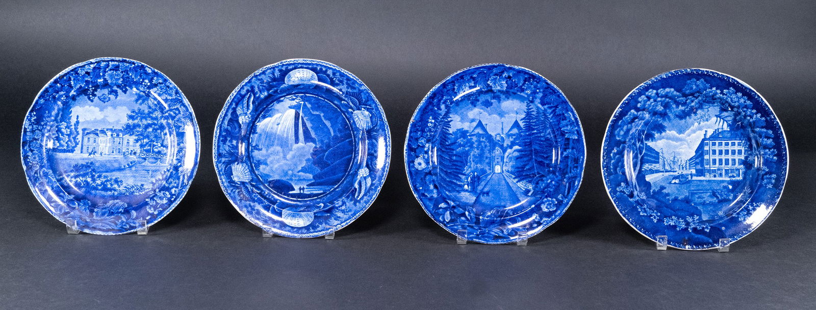 Enoch Wood Historical Staffordshire Flo Blue Charger Collection Group Lot (1 of 13)