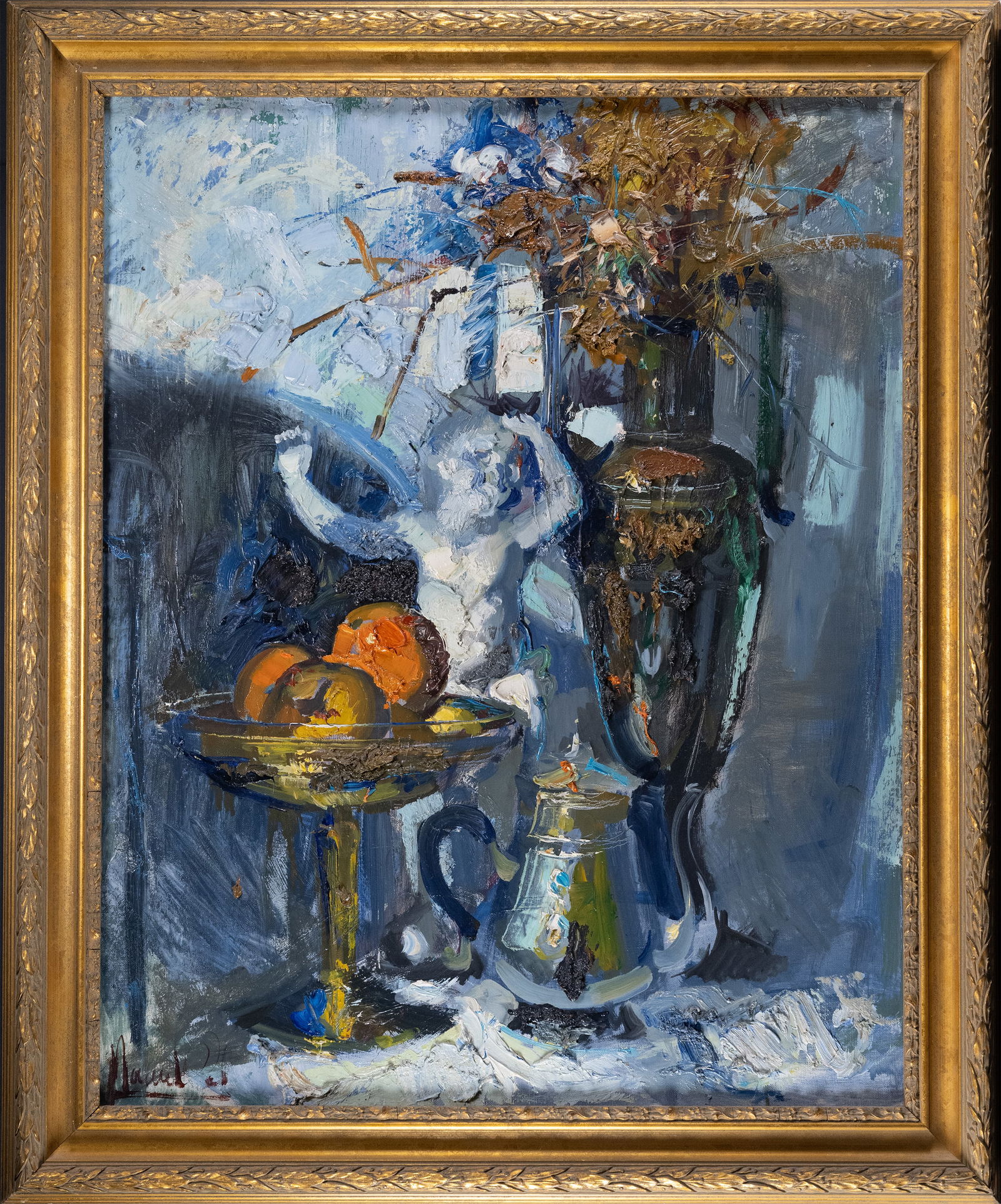 Modernist Abstract Still Life Acrylic Oil on Canvas Signed illegable (1 of 8)