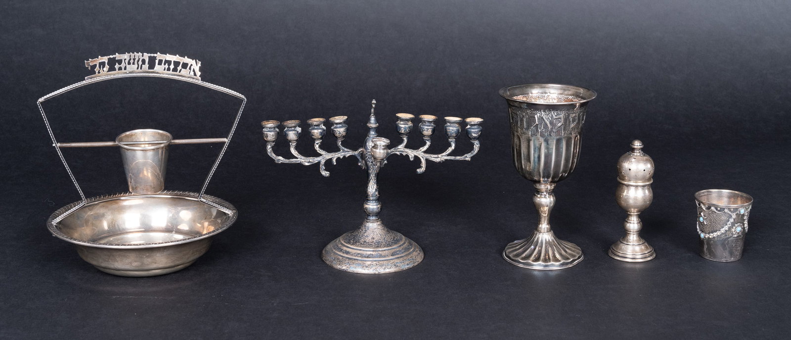 Judaic Sterling Silver Tableware Collection Goblets Menorah Etc 532 Grams (1 of 18)