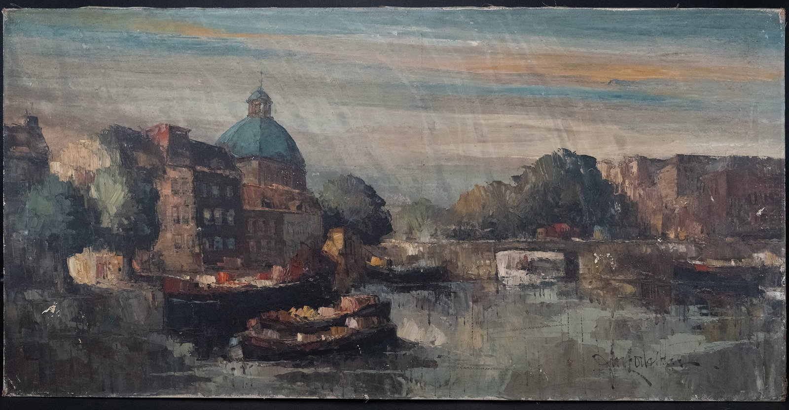 Impressionist Venetian Oil on Canvas Signed illegible (1 of 4)