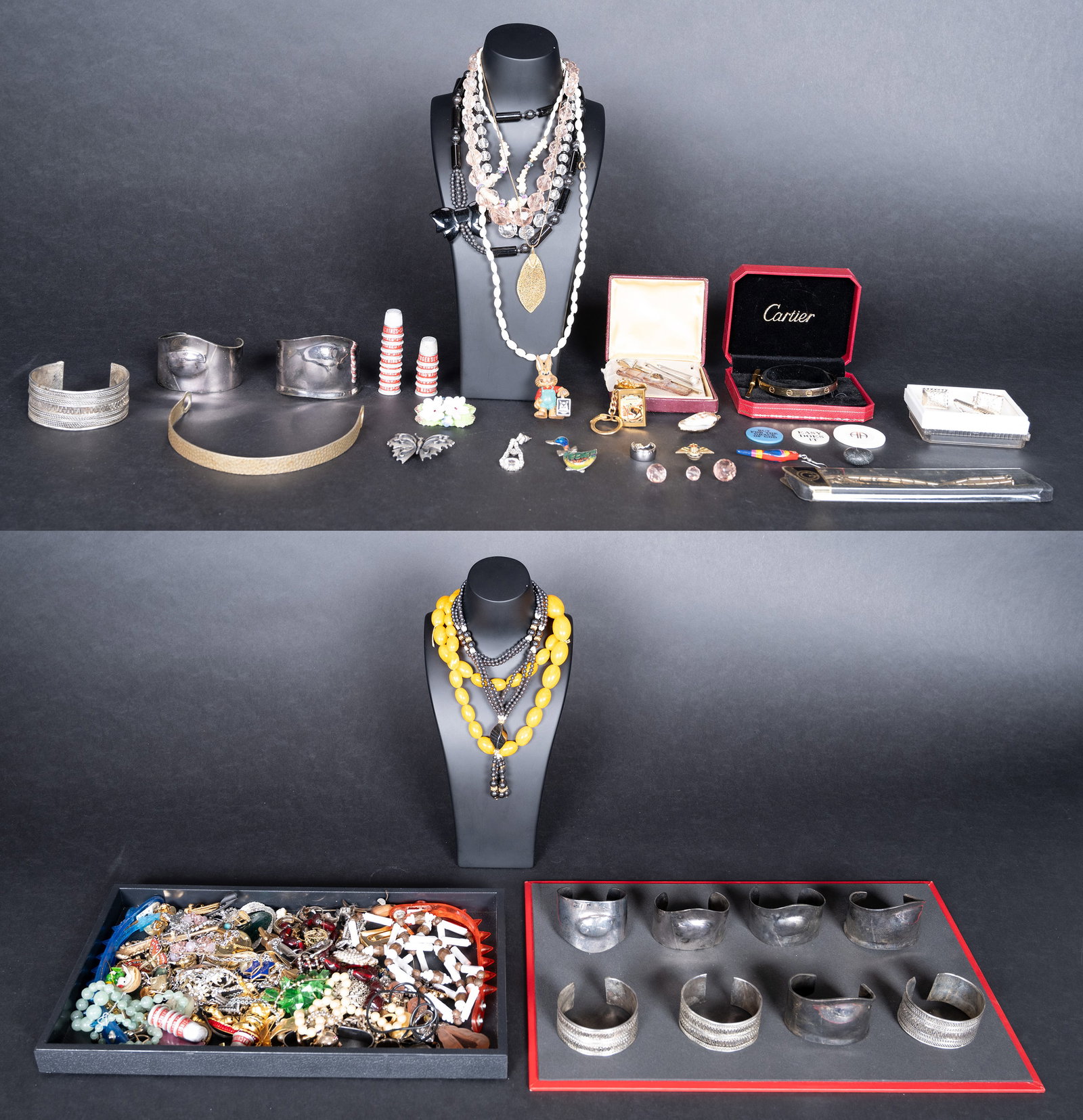 Large Unsearched Costume Jewelry Lot Necklaces Rings Bracelets Pins Cufflinks (1 of 12)