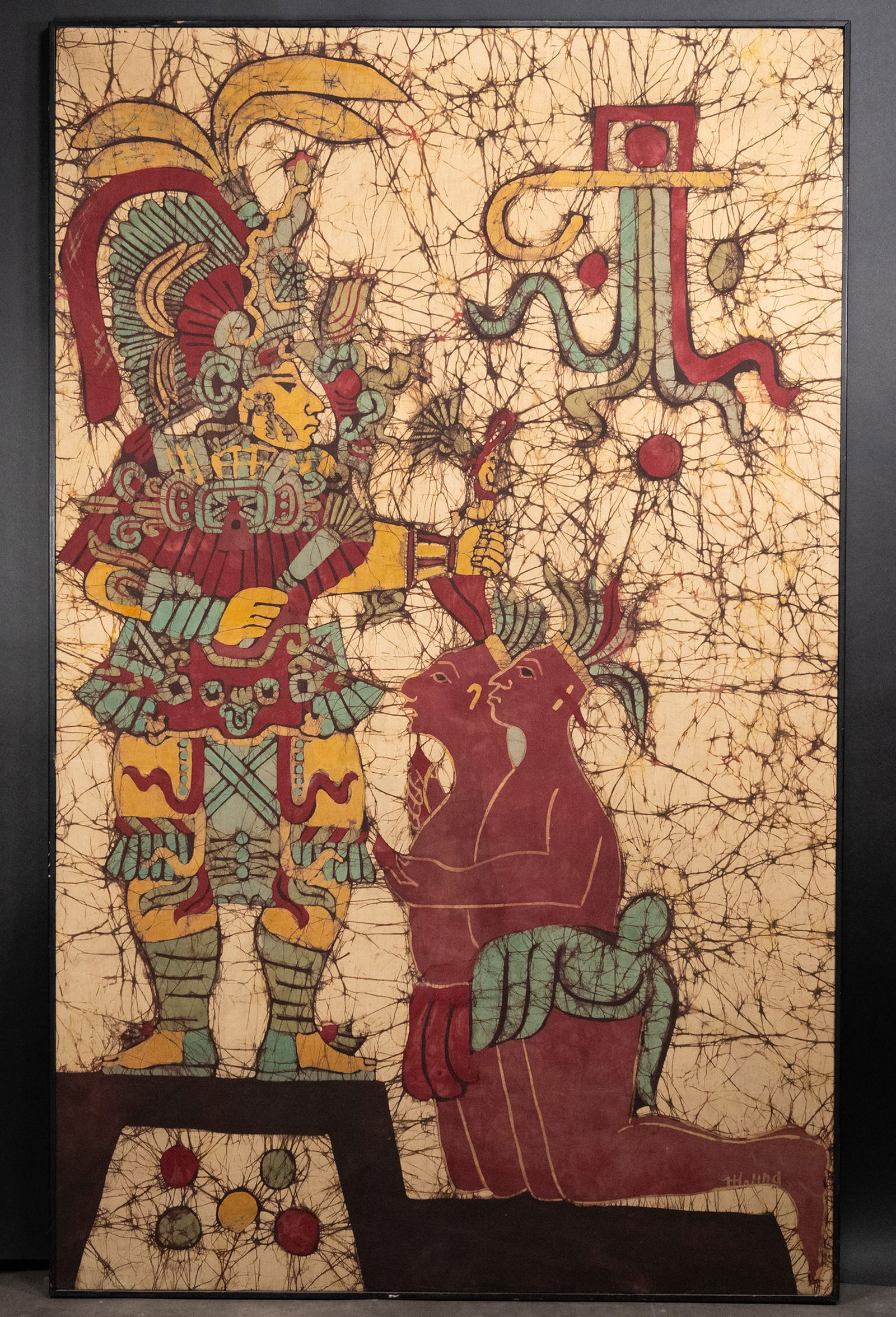 Batik "Mayan High Priest" Art Painting On Fabric (1 of 5)