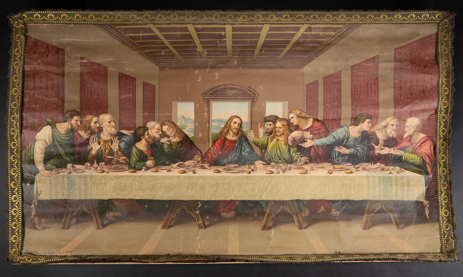19th c The Last Supper Oil on Canvas Signed Illegibly (1 of 3)