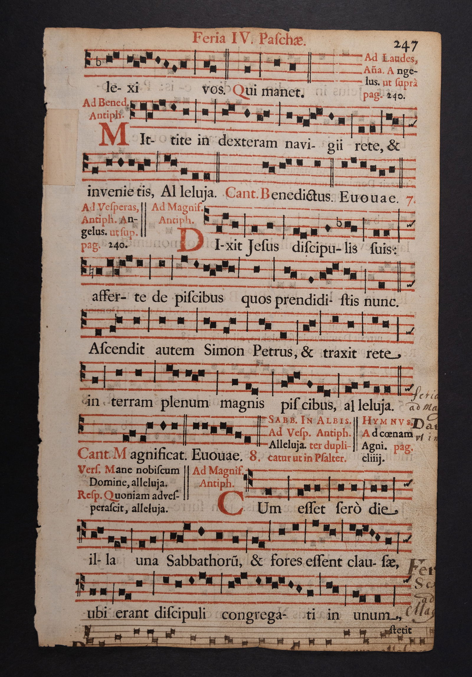 17th c. Medieval Antiphonal Leaf Illuminated Manuscript (1 of 4)