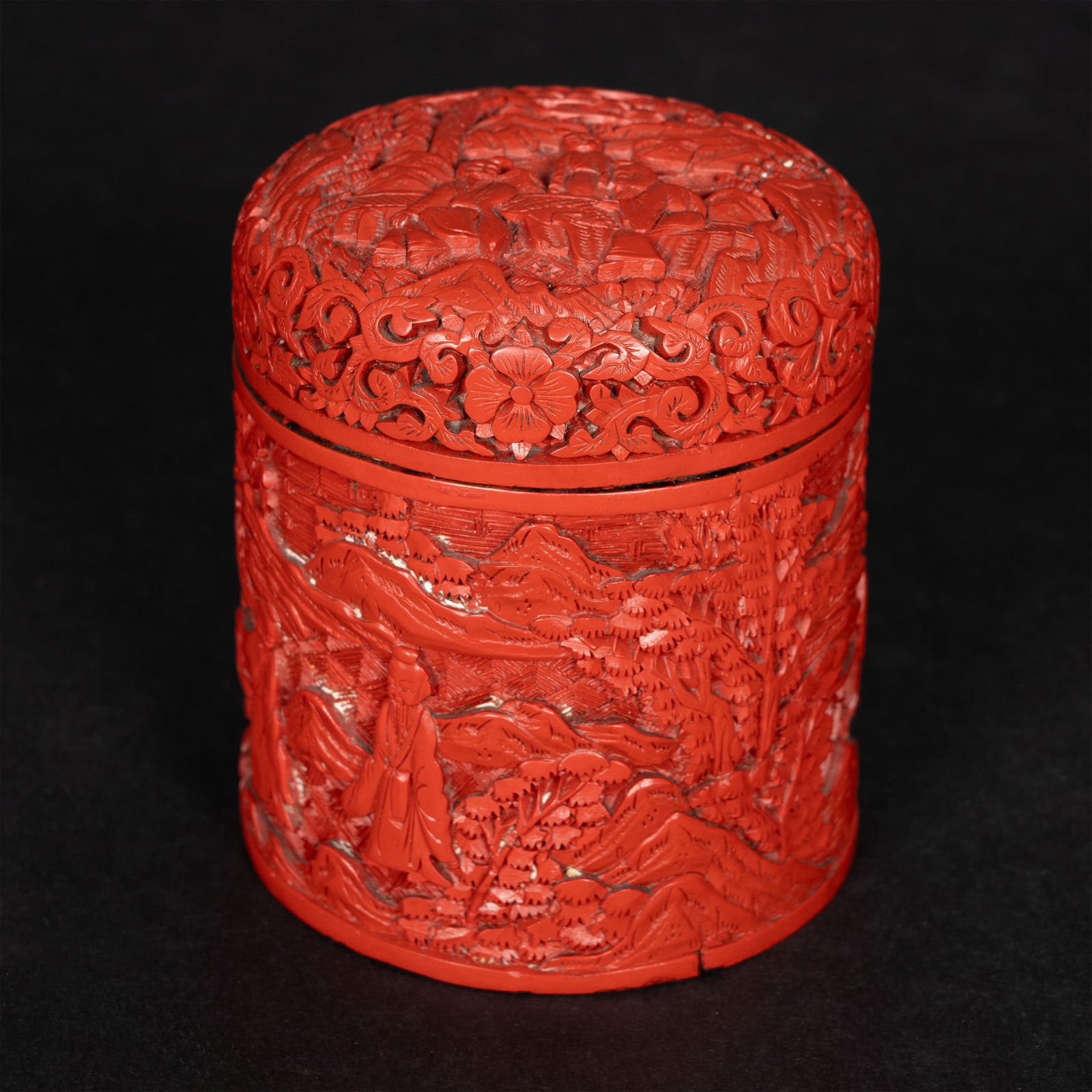 Chinese Carved Cinnabar Jar Box (1 of 8)