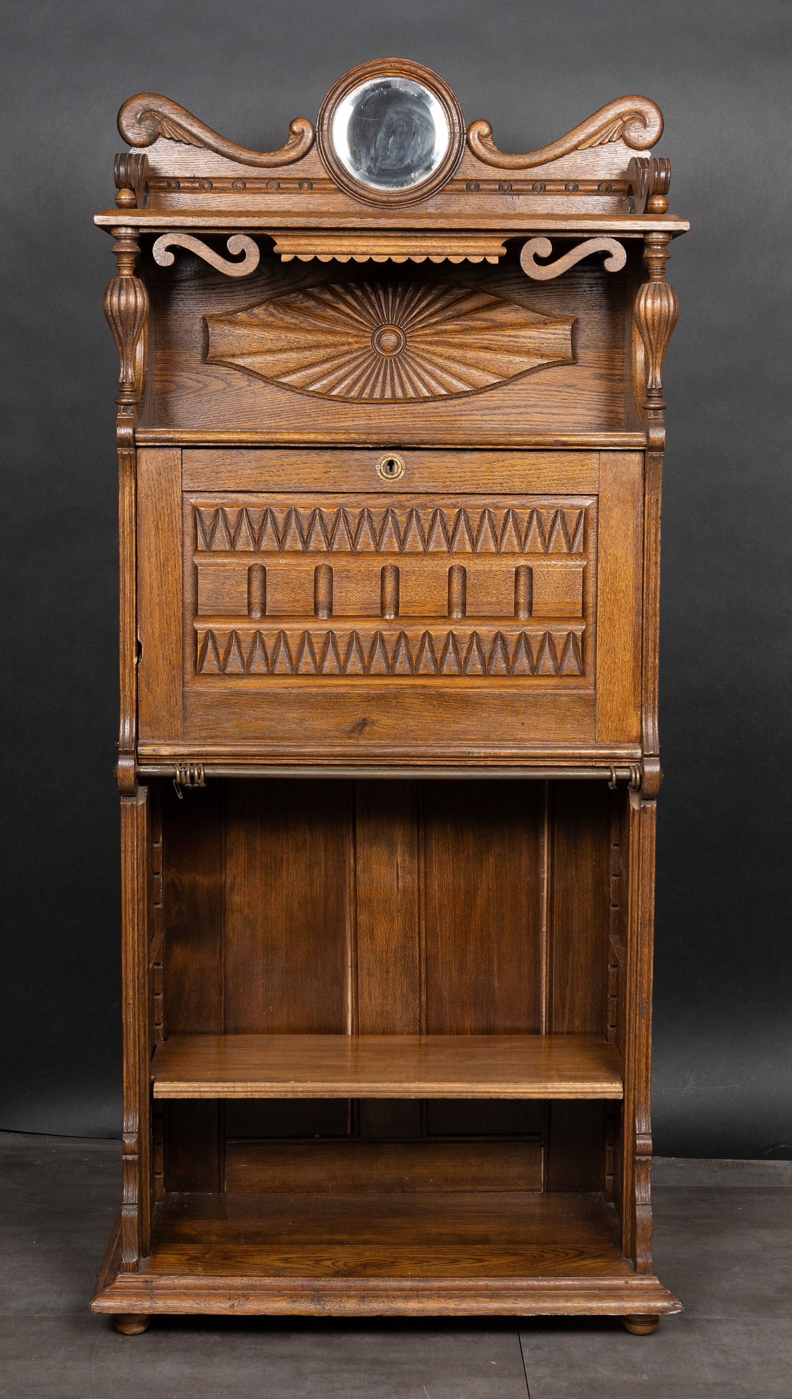American Arts & Crafts Oak Secretary Desk Cabinet (1 of 8)