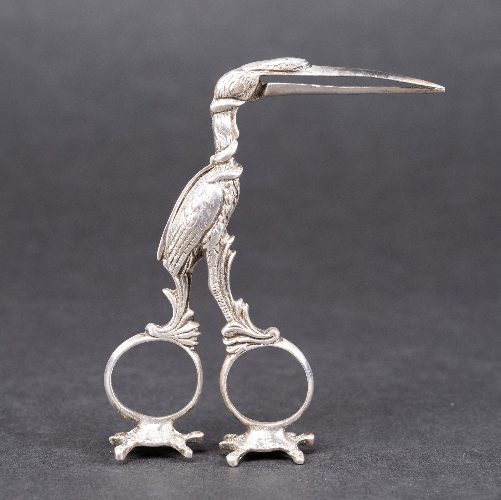 Victorian German Hanau 800 Silver Stork Umbilical Cord Clamp (1 of 5)