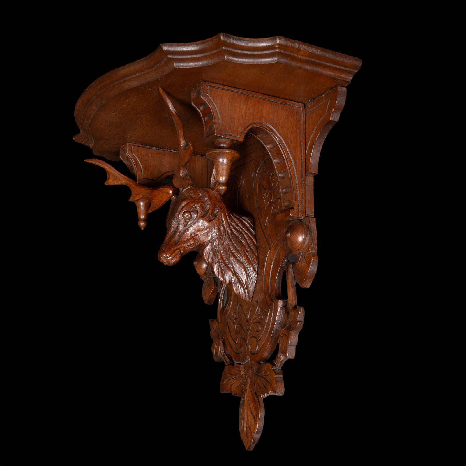 Black Forest Carved Wooden Clock Bracket (1 of 6)