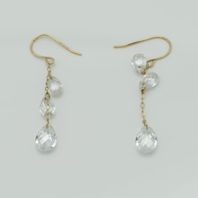 14k Gold Crystal Drop Earrings