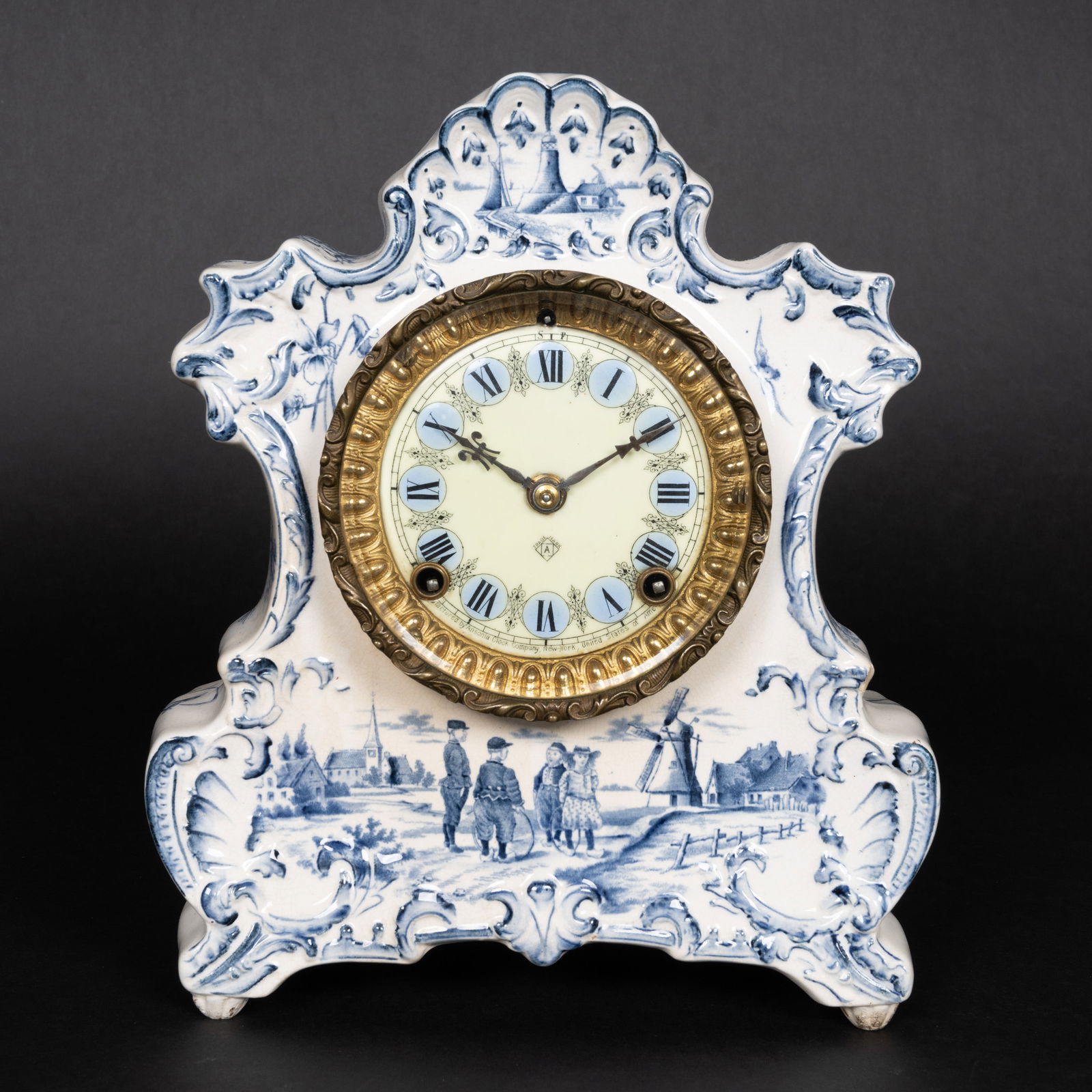 Late 19th c. Ansonia Delft Mantel Clock (1 of 12)