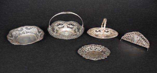 19th c. German 800 & 830 Silver Reticulated Tableware Collection