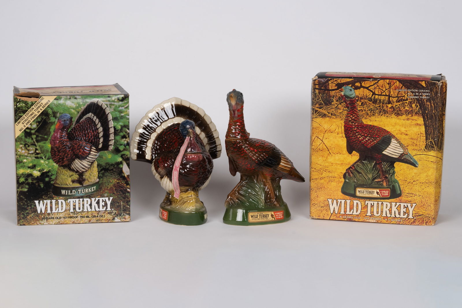 Austin Nichols Wild Turkey Kentucky Bourbon Sealed Decanter Group Lot (1 of 8)
