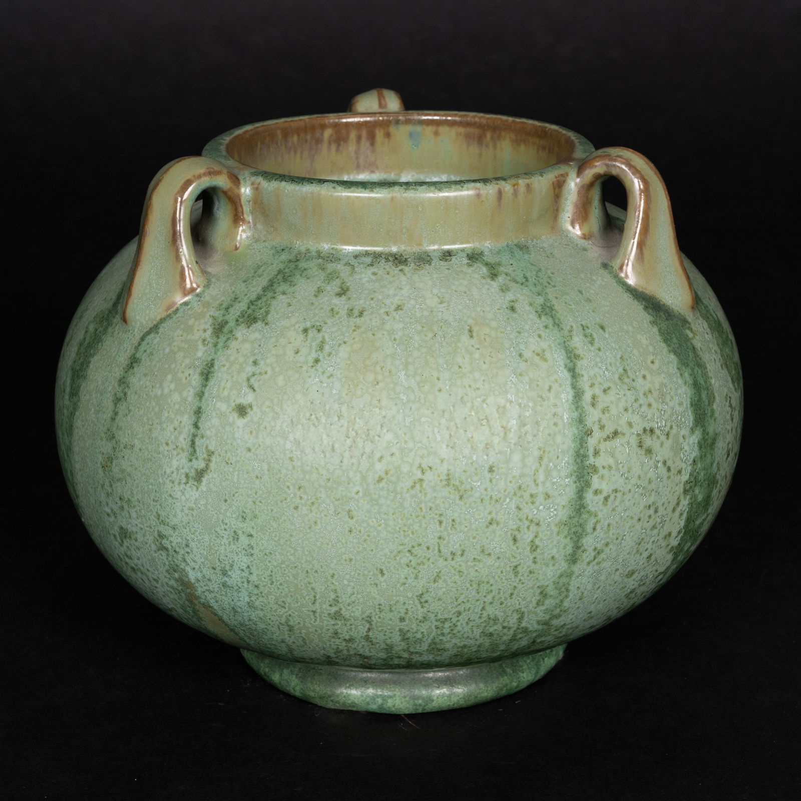 Fulper Pottery Co Pale Green Crystalline Three Handle Vase (1 of 6)